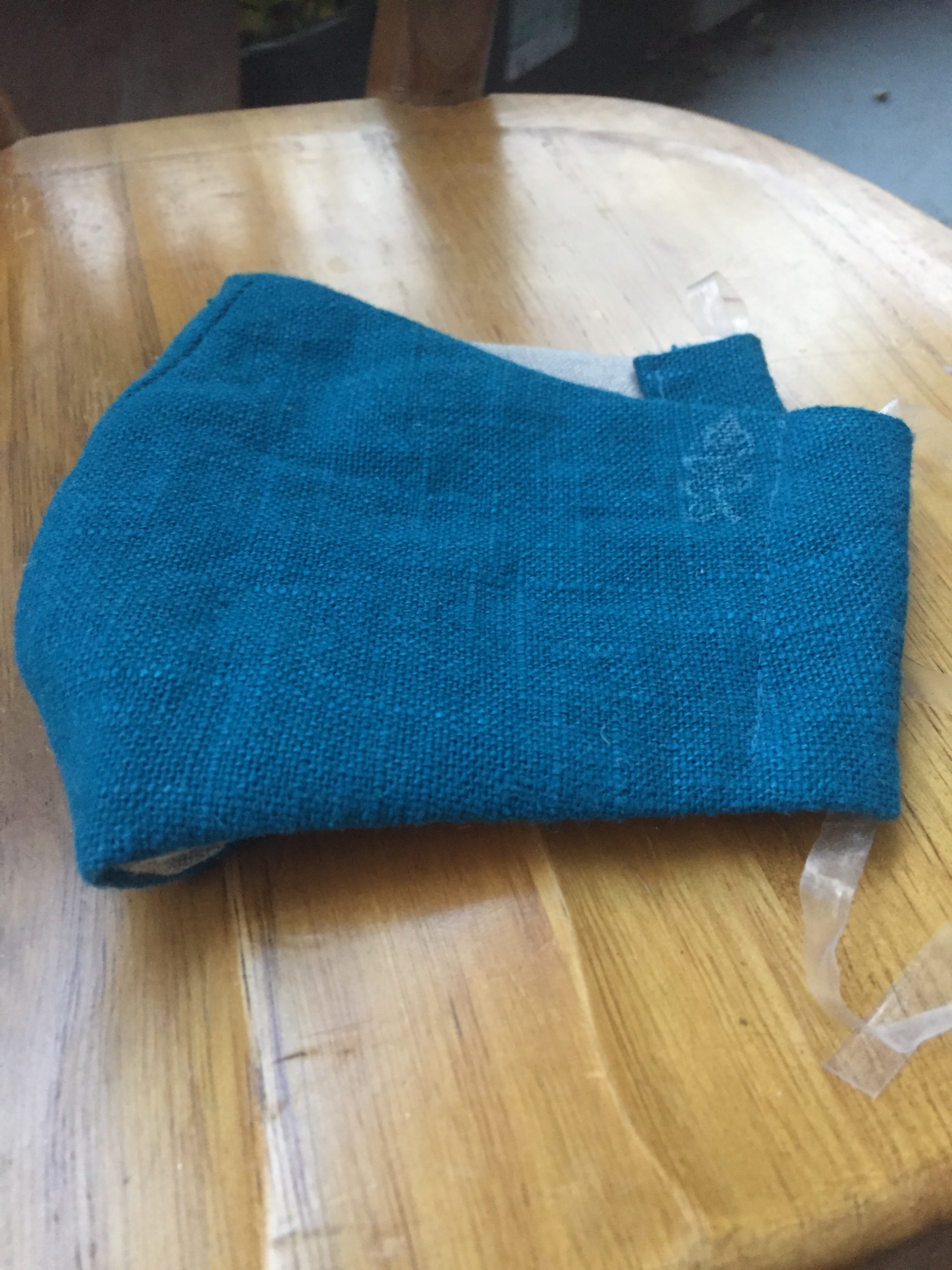 リネンの立体マスク くすんだ青 Iichi ハンドメイド クラフト作品 手仕事品の通販