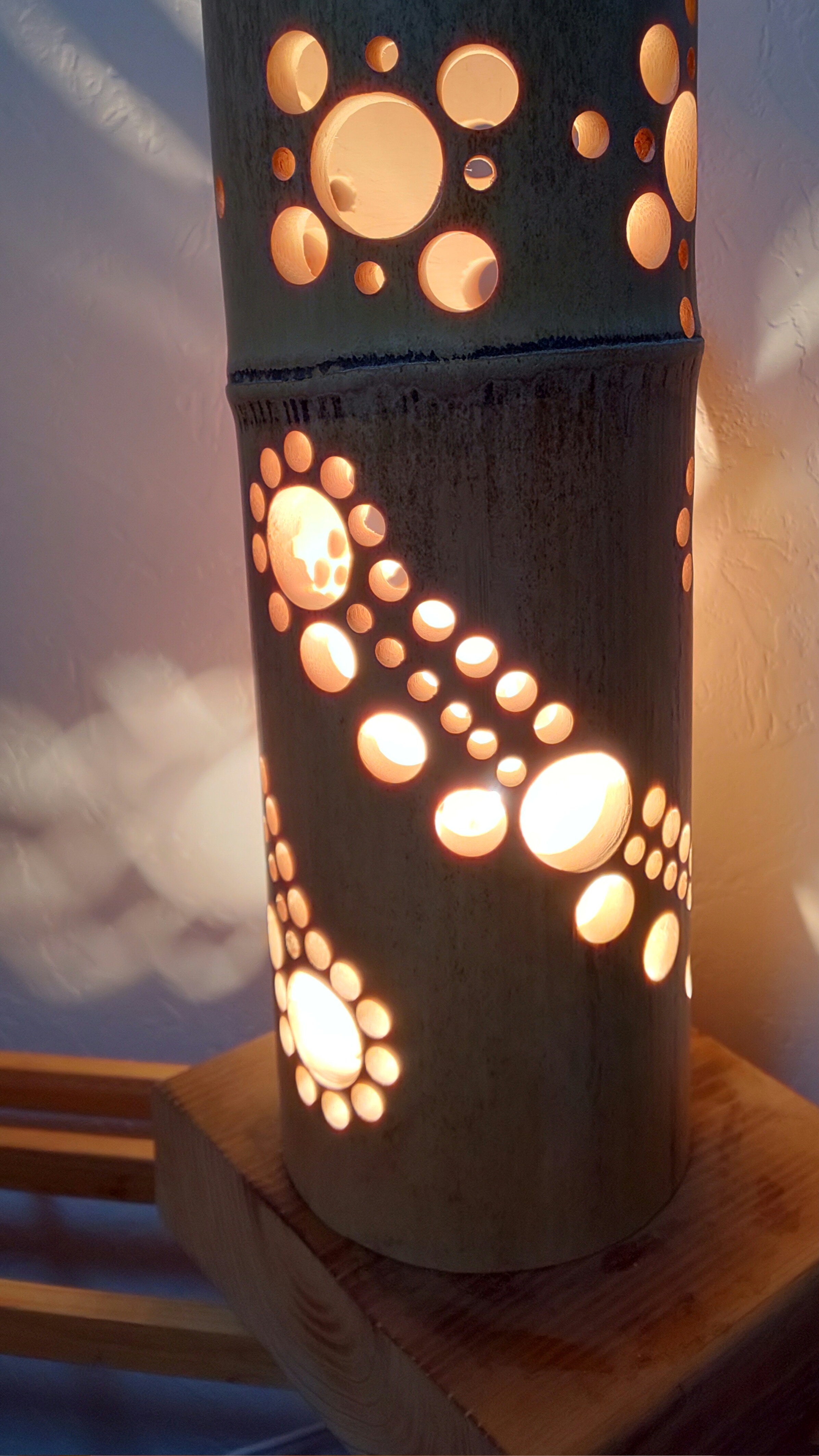 竹灯篭竹アート灯クロス花ウエーブ