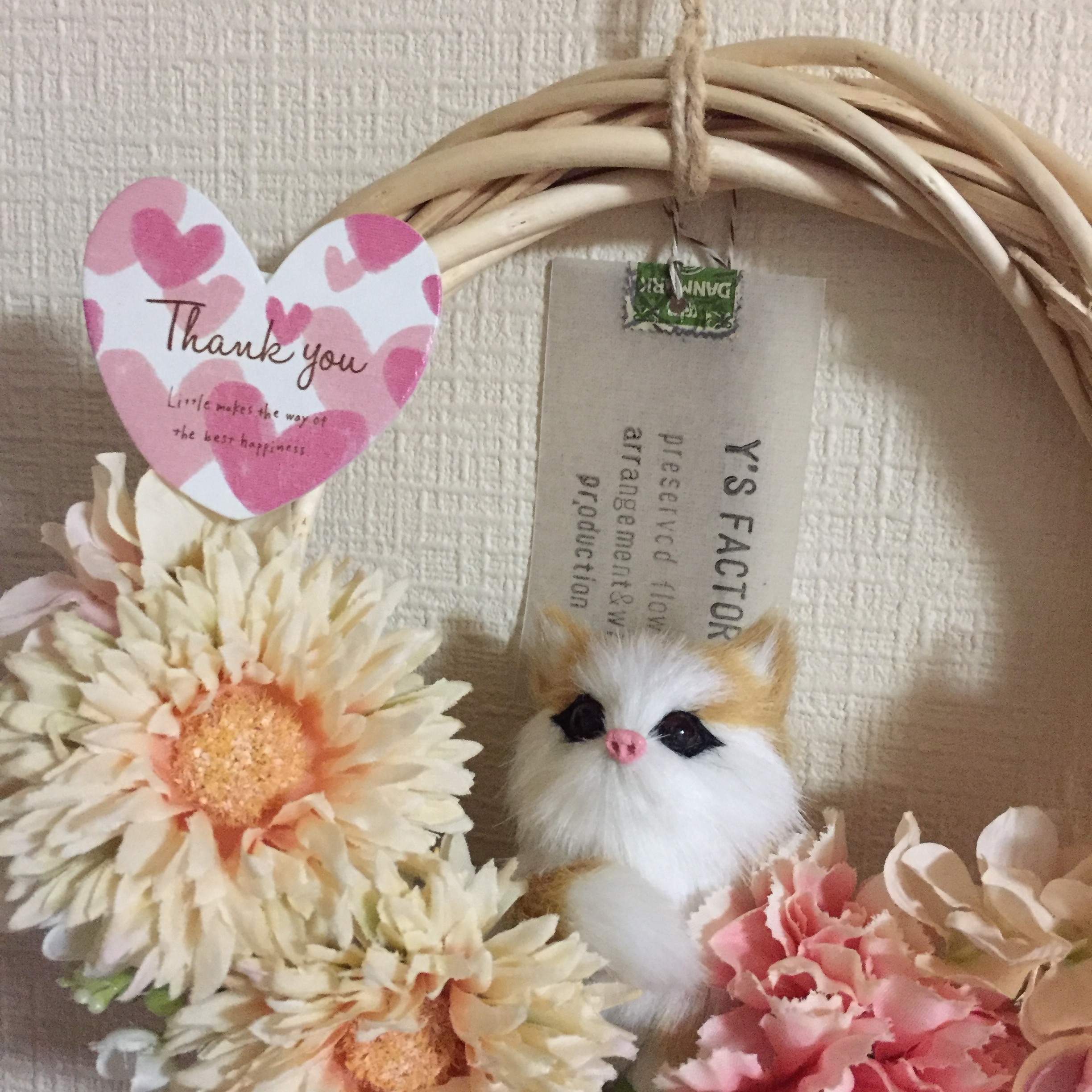 猫好きのお母様へのギフトに 猫ちゃんの母の日リース ピンク系 Iichi ハンドメイド クラフト作品 手仕事品の通販
