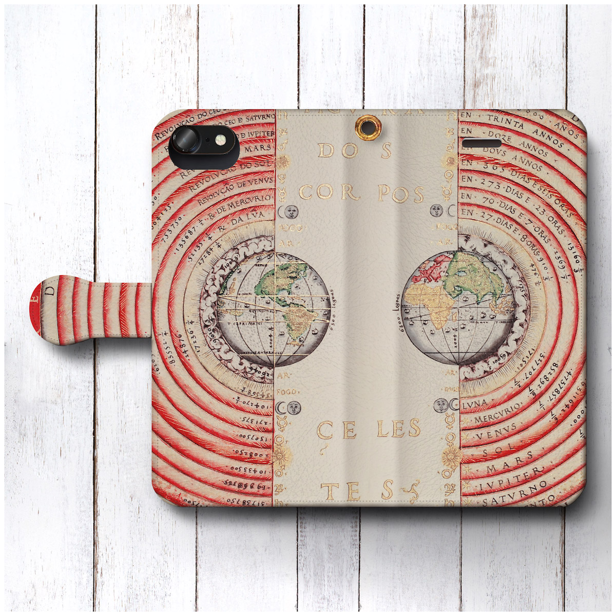 地球平面説の図 1568年 スマホケース手帳型 全機種対応 Iphone11 Aquos Iichi ハンドメイド クラフト作品 手仕事品の通販