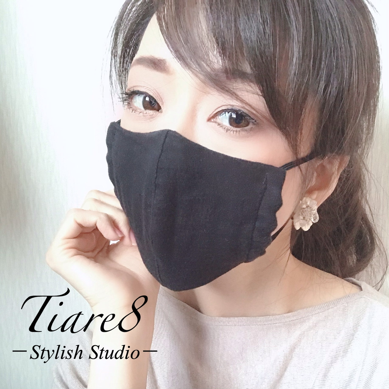 普通サイズ 敏感肌にも優しいマシュマロタッチのダブルガーゼ黒マスク Iichi ハンドメイド クラフト作品 手仕事品の通販