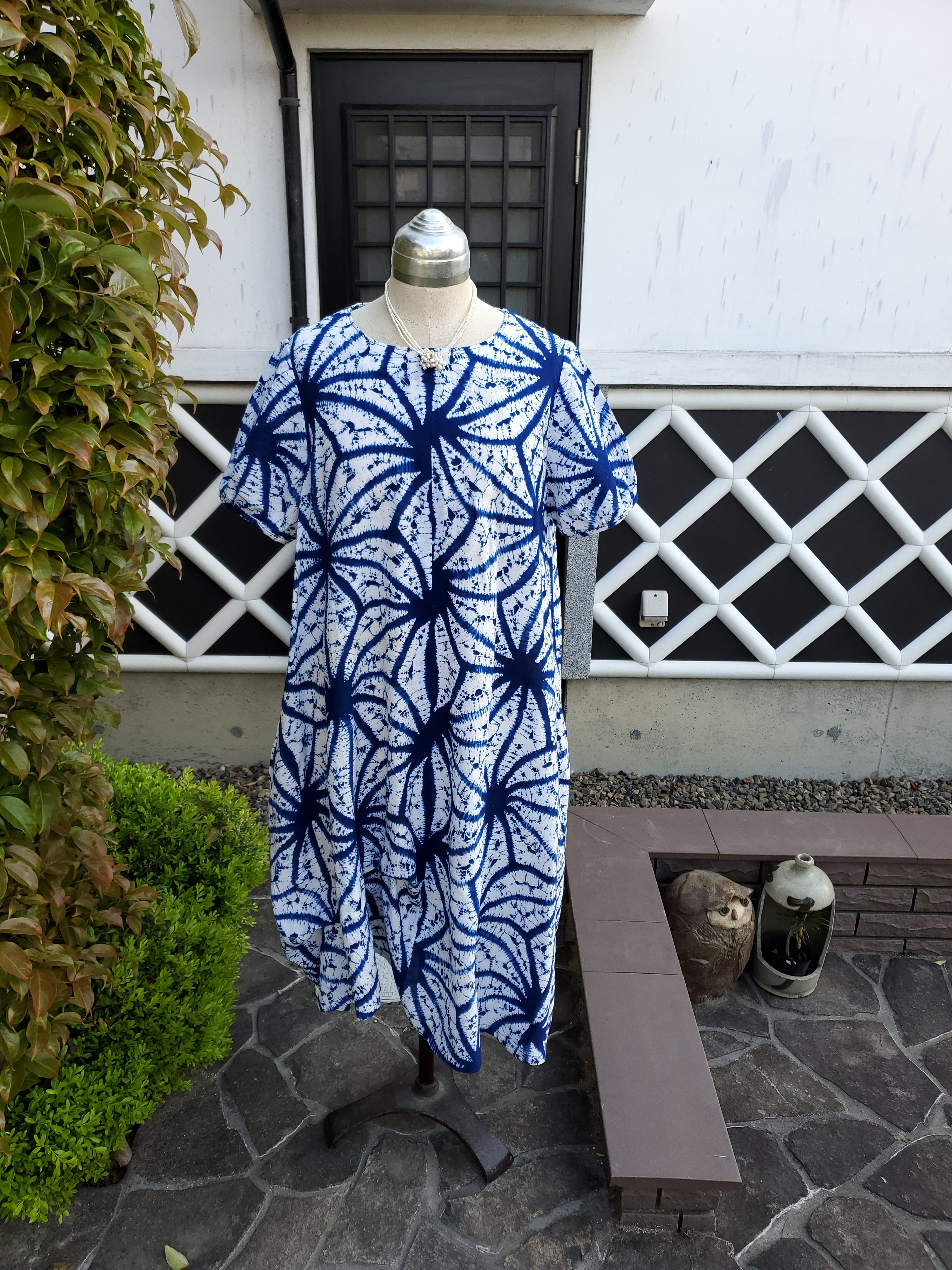 着物リメイク ハンドメイド 珍しい柄 有松絞り ワンピース Iichi ハンドメイド クラフト作品 手仕事品の通販