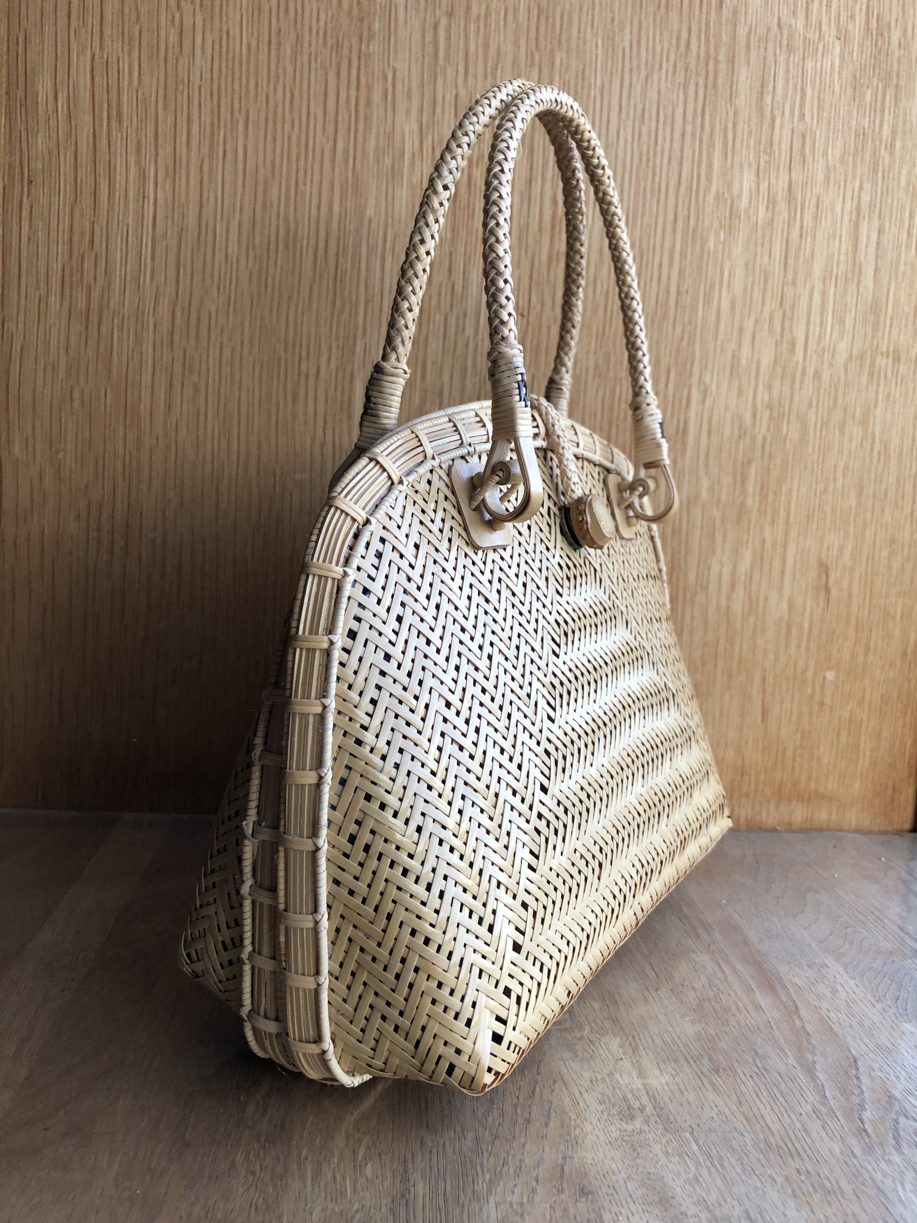 セカンド風バッグ 網代編み三角模様 Iichi ハンドメイド クラフト作品 手仕事品の通販