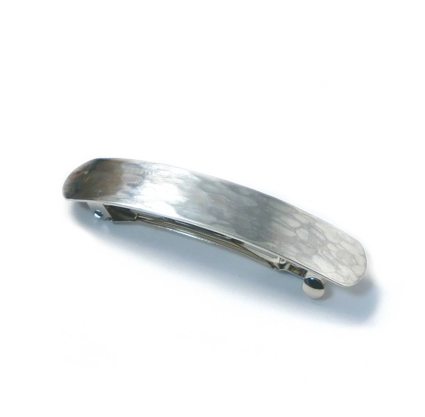 槌目模様のシルバーバレッタ Sサイズ Iichi ハンドメイド クラフト作品 手仕事品の通販