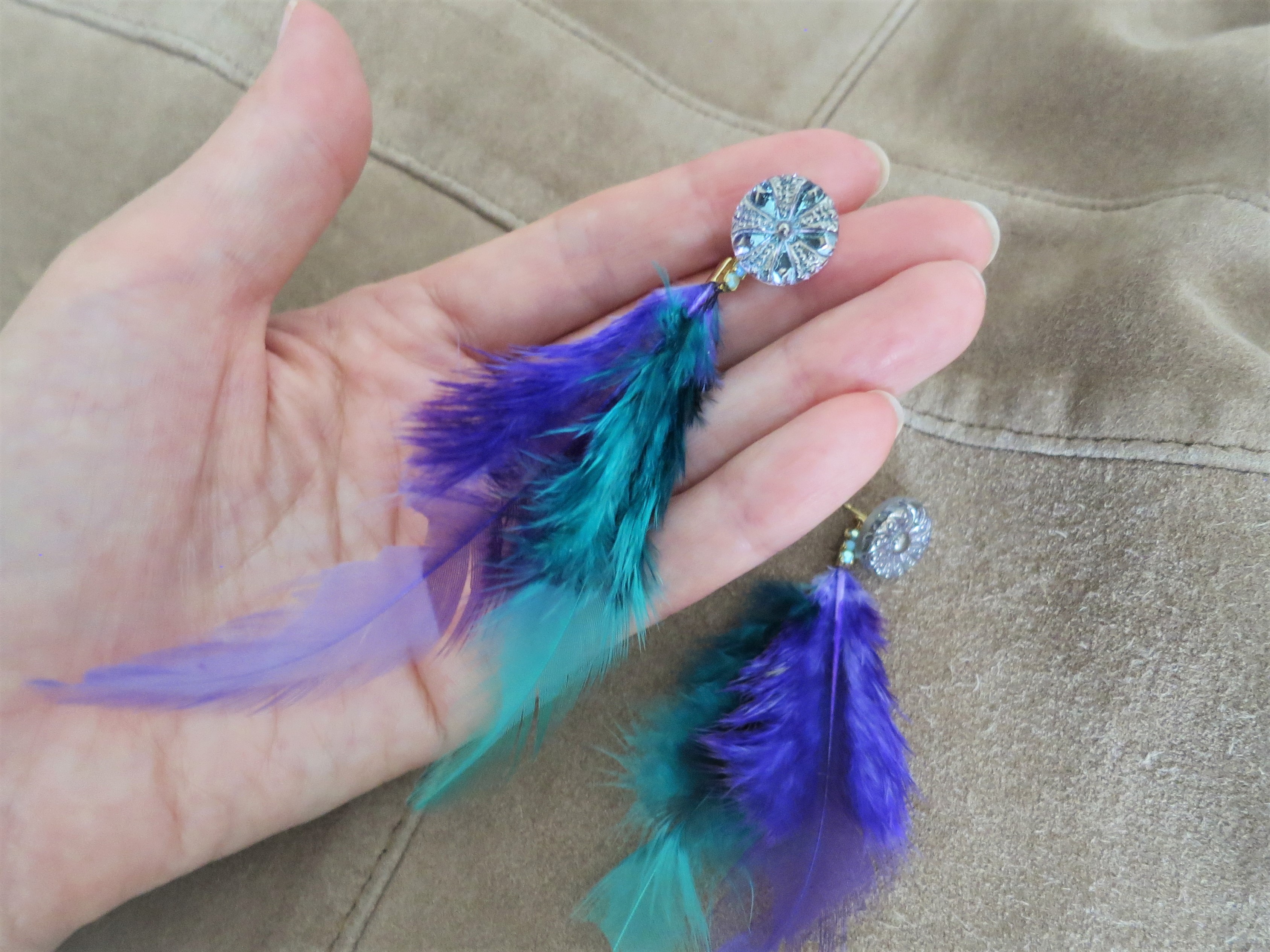 フェザーピアス 2ウェイ vintage btn earrings 2way <PE3-0420 