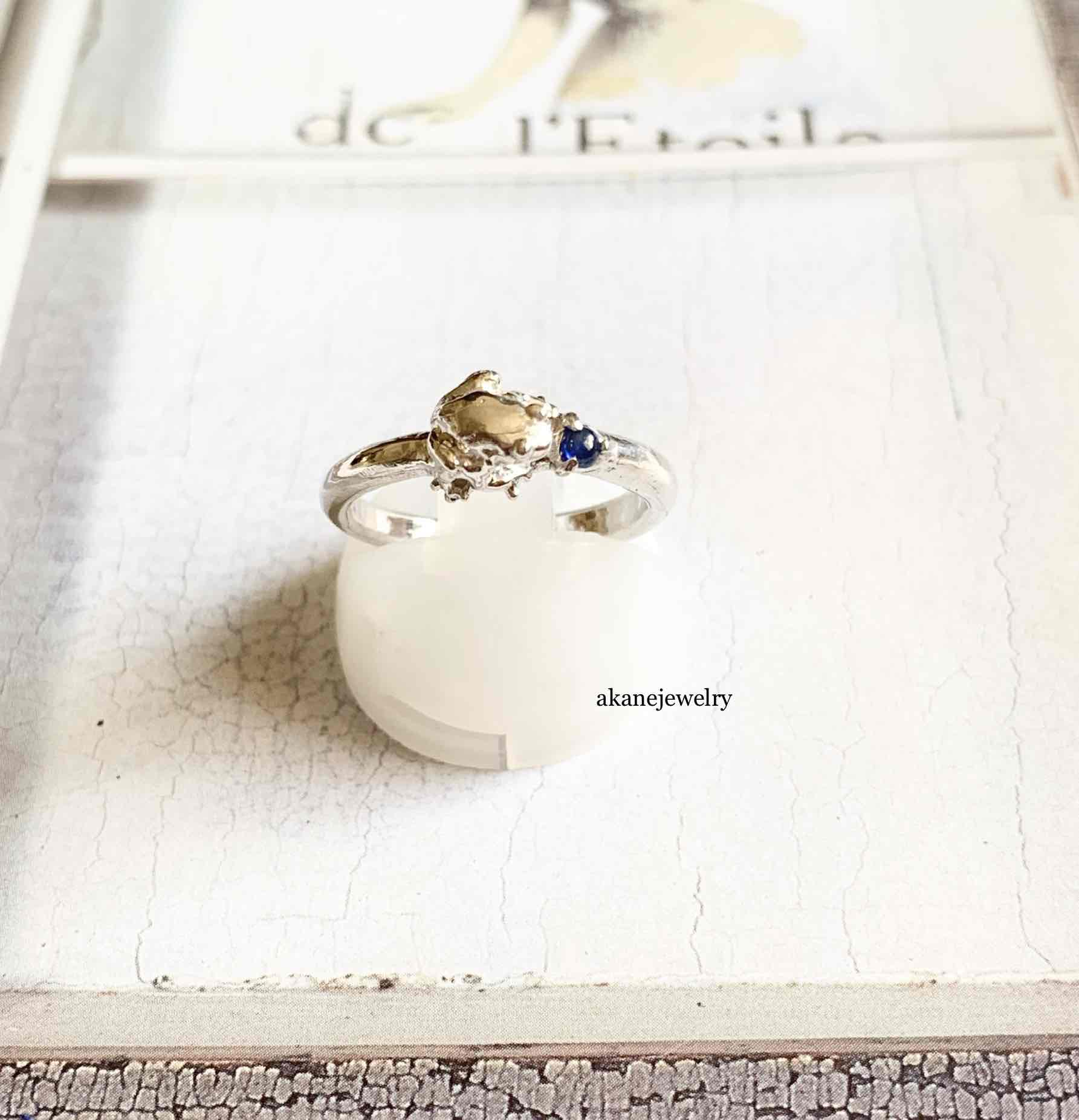 9月のカエル サファイアと小さなカエルの指輪 Dropit Fm