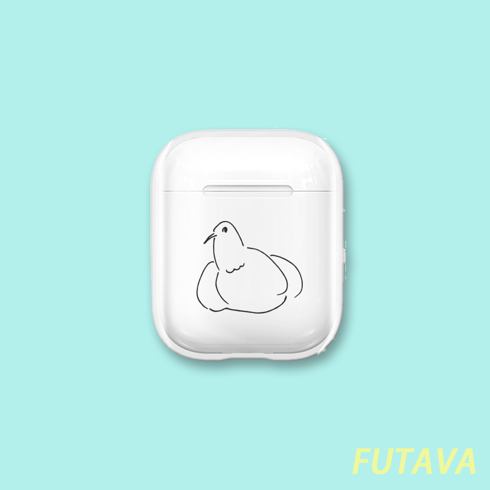 お座りマダム Airpods 透明 ケース クリア トリ 鳥 ハト 鳩 インコ エアーポッズ イヤホン Pro プロ Iichi ハンドメイド クラフト作品 手仕事品の通販