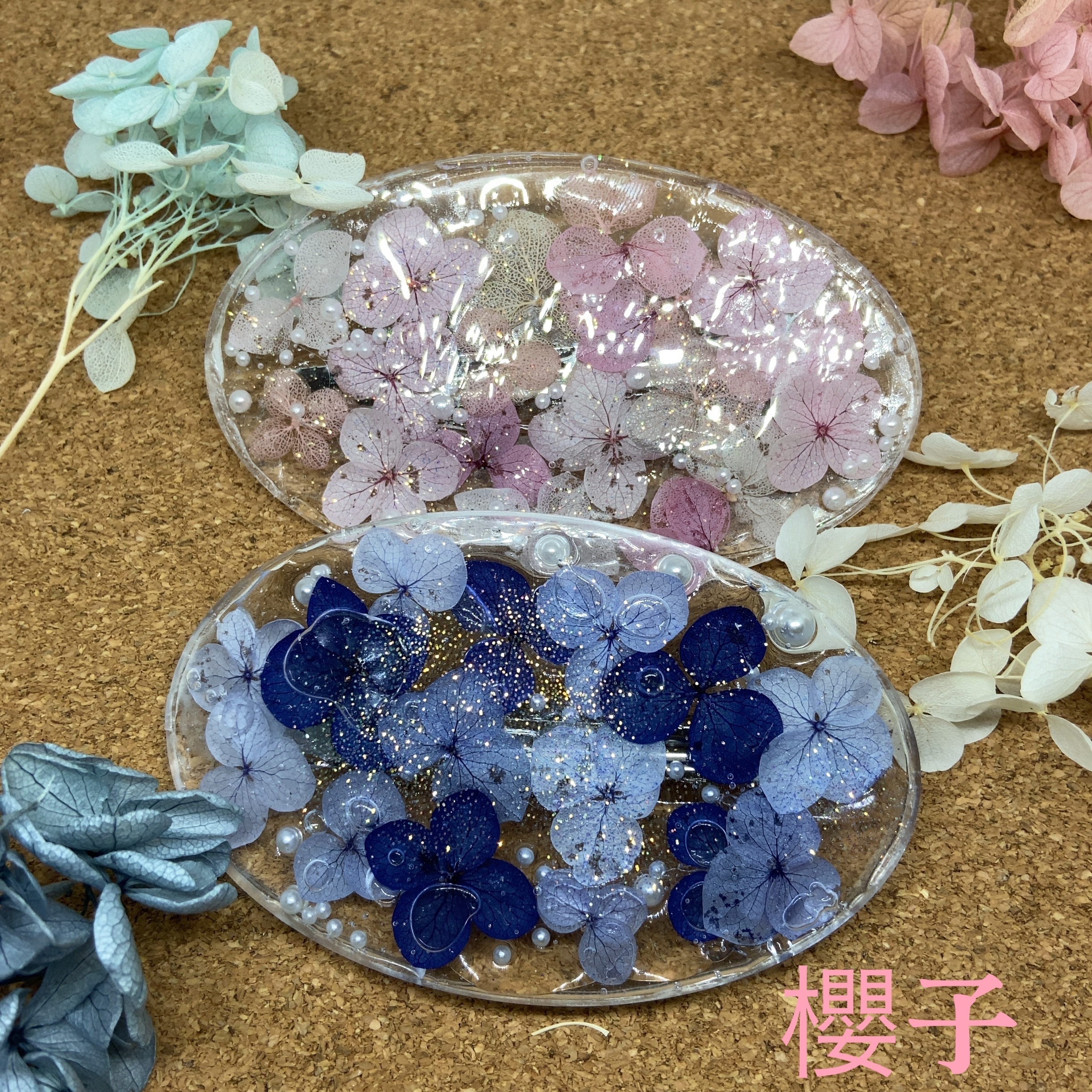 水面に落ちた紫陽花の花のバレッタ お色相談受付あり Iichi ハンドメイド クラフト作品 手仕事品の通販