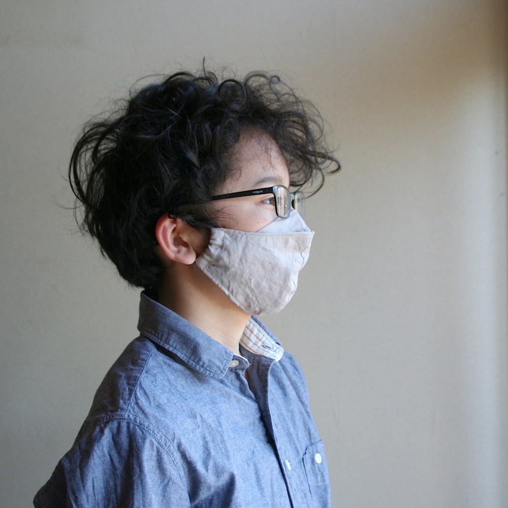 Size M めがねが曇らない リネンのマスク グレージュ Pure Linen Face Mask Iichi ハンドメイド クラフト作品 手仕事品の通販