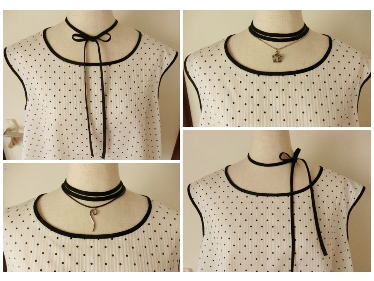 ハンドメイド プチフレンチ チョーカーリボンフレアーブラウス M L ドット 水玉 Iichi ハンドメイド クラフト作品 手仕事品の通販