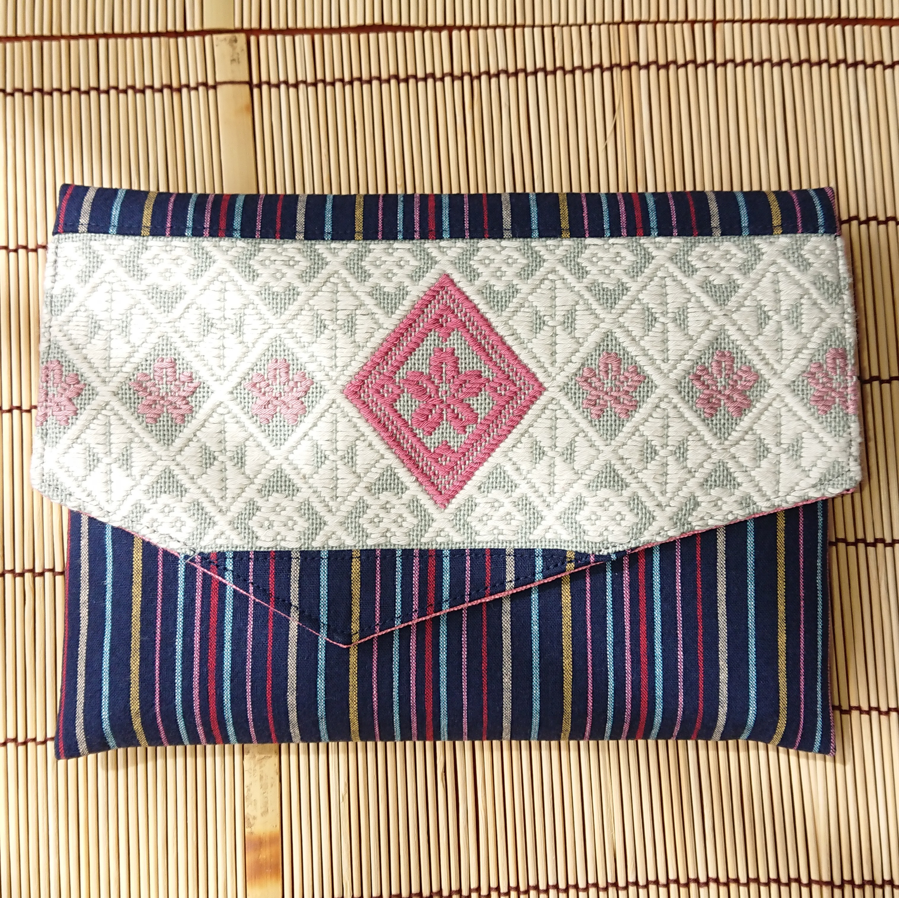 桜こぎんの御朱印帳袋 紺系ストライプ Iichi ハンドメイド クラフト作品 手仕事品の通販