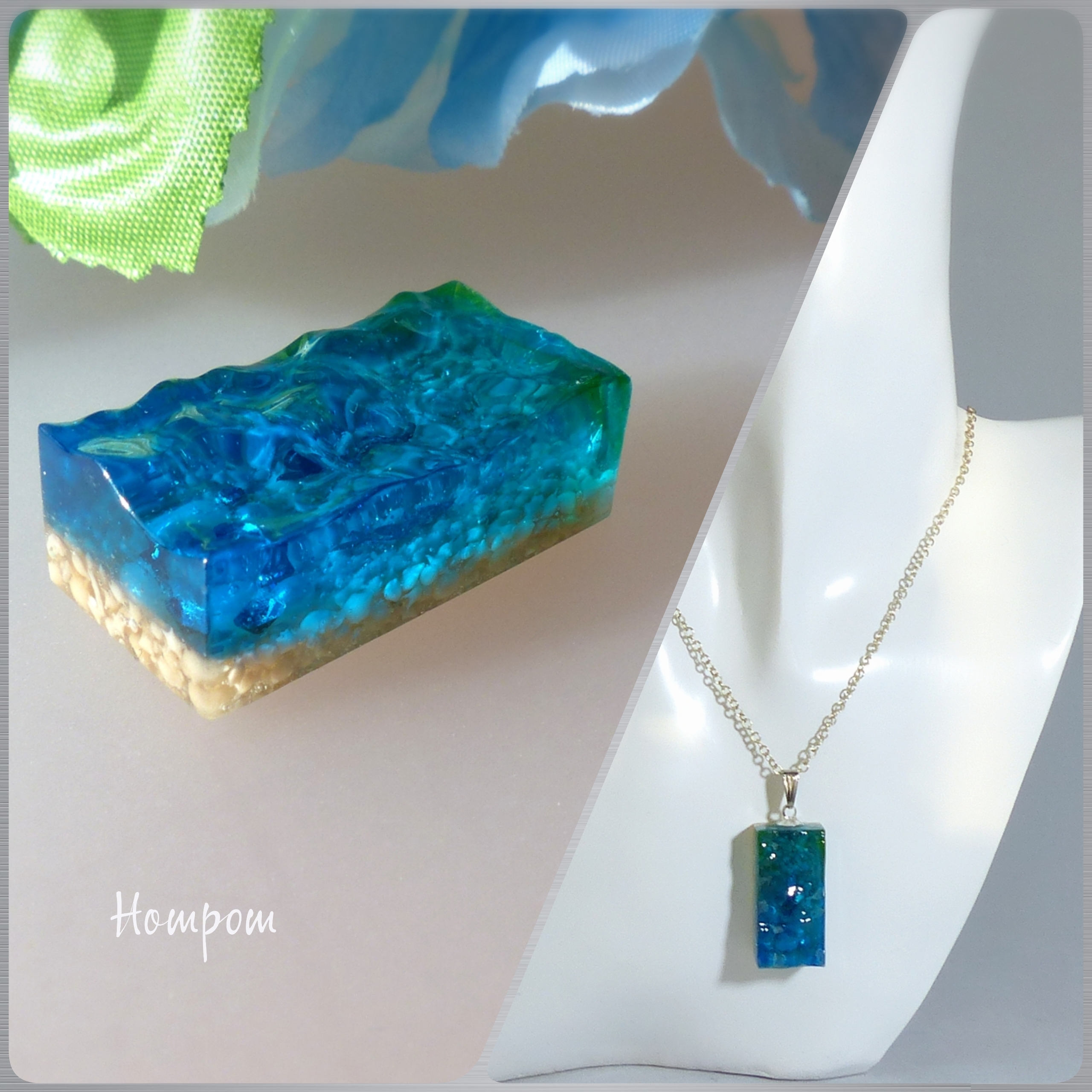 n005 海の欠片ネックレス マーメイド ホムポム Iichi ハンドメイド クラフト作品 手仕事品の通販