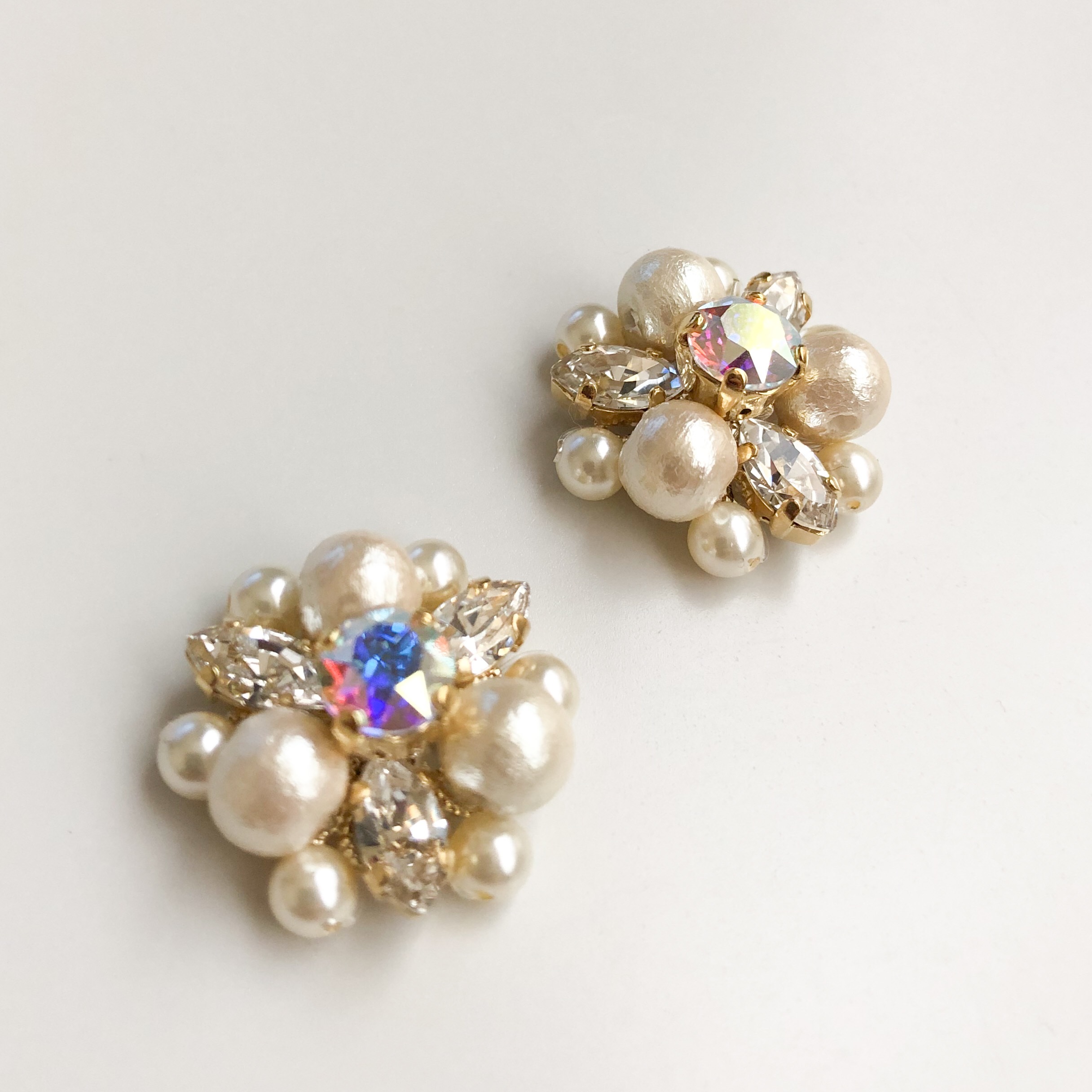 コットンパールビジューピアス/イヤリング | iichi ハンドメイド 