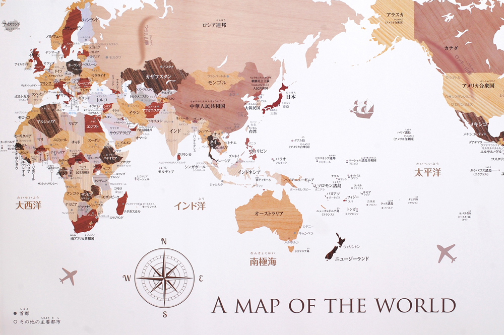 寄木風木目調のおしゃれな世界地図ポスターb2 Iichi ハンドメイド クラフト作品 手仕事品の通販