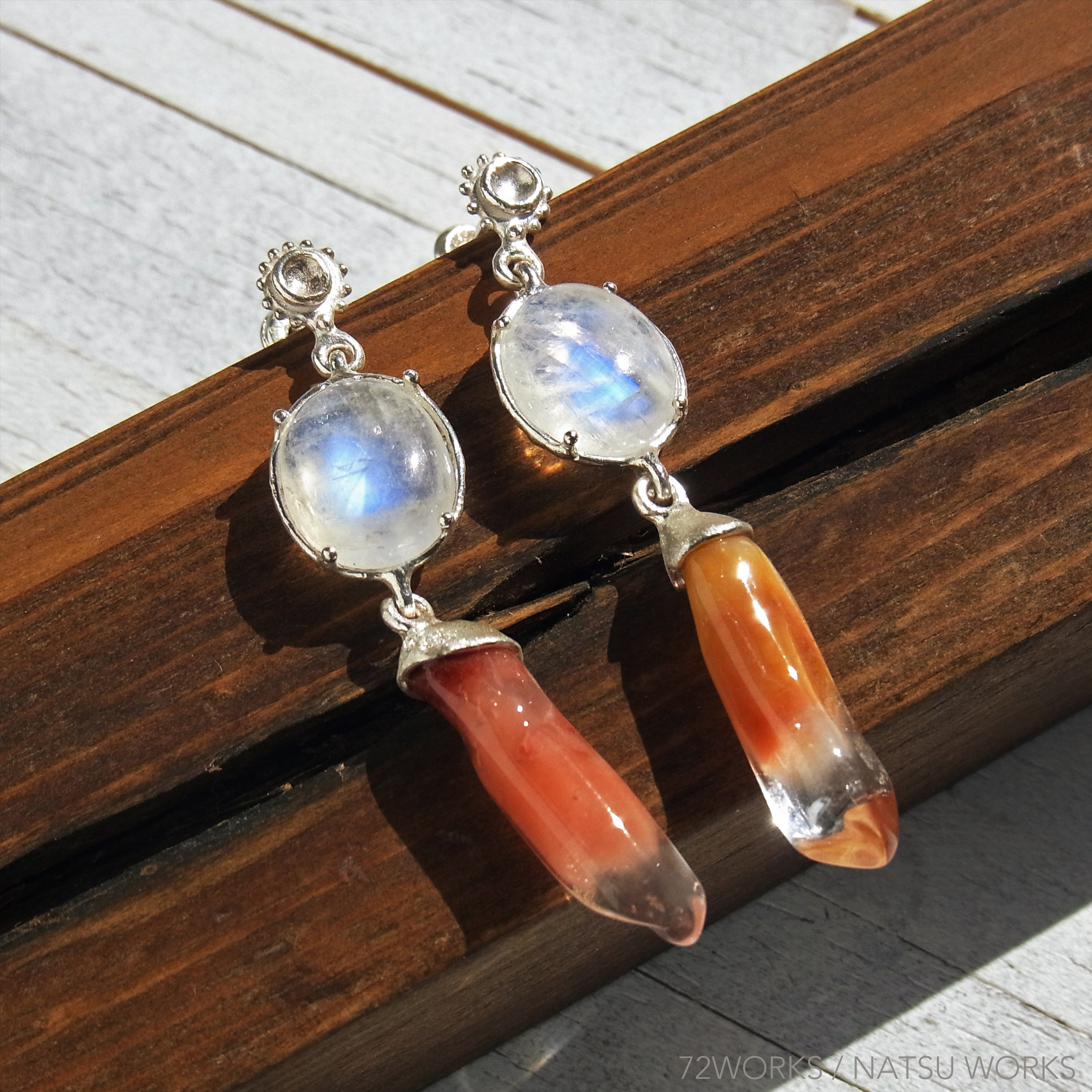 アゲート ＆ ムーンストーン ピアス ＊ Agate & Moonstone www