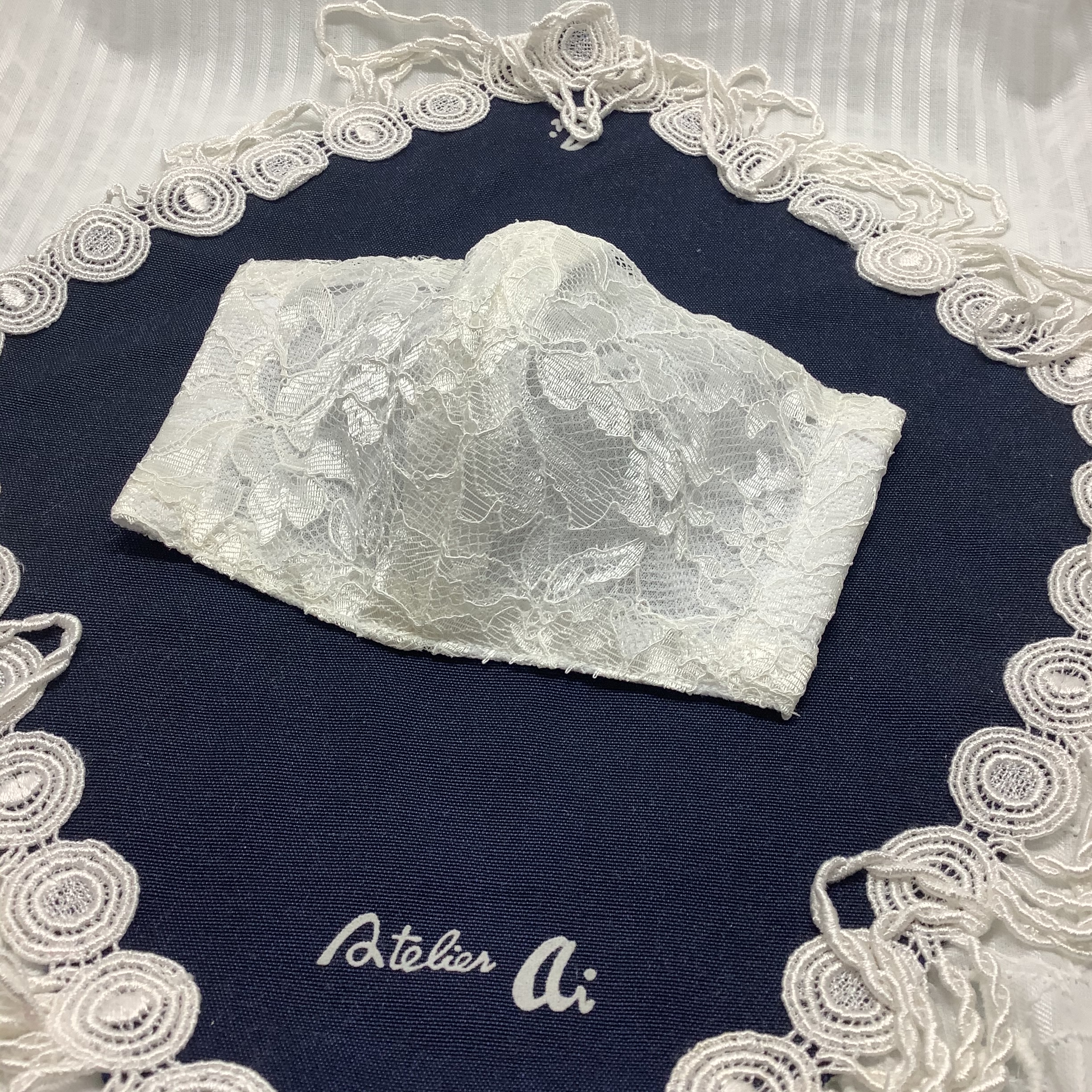 立体マスク コードラッセルレース エレガンスバラ柄 手作りエレガンス プレタ Iichi ハンドメイド クラフト作品 手仕事品の通販