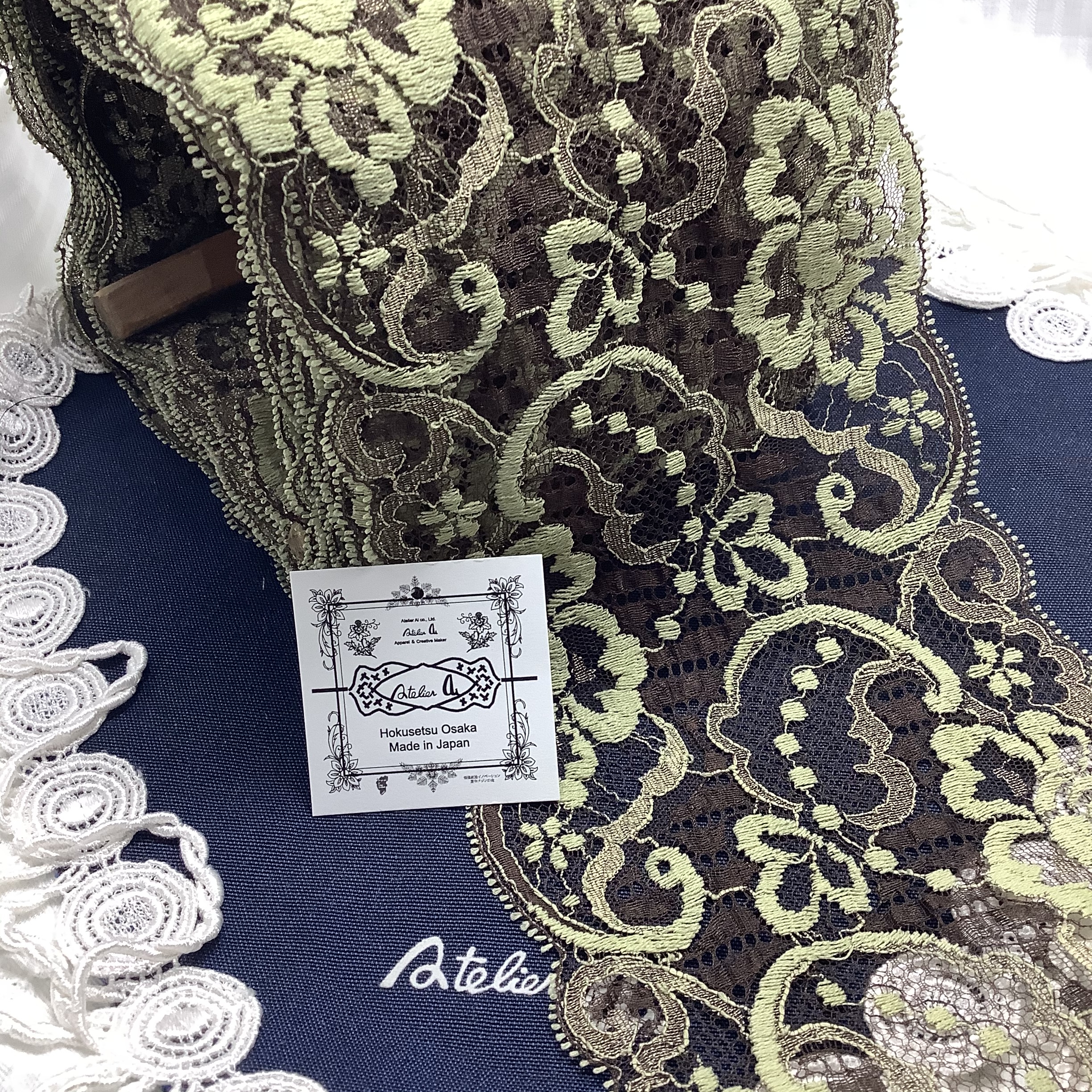 アンティークレース リバーレース 茶 グリーン 手染め 手作りエレガンス プレタ Iichi ハンドメイド クラフト作品 手仕事品の通販