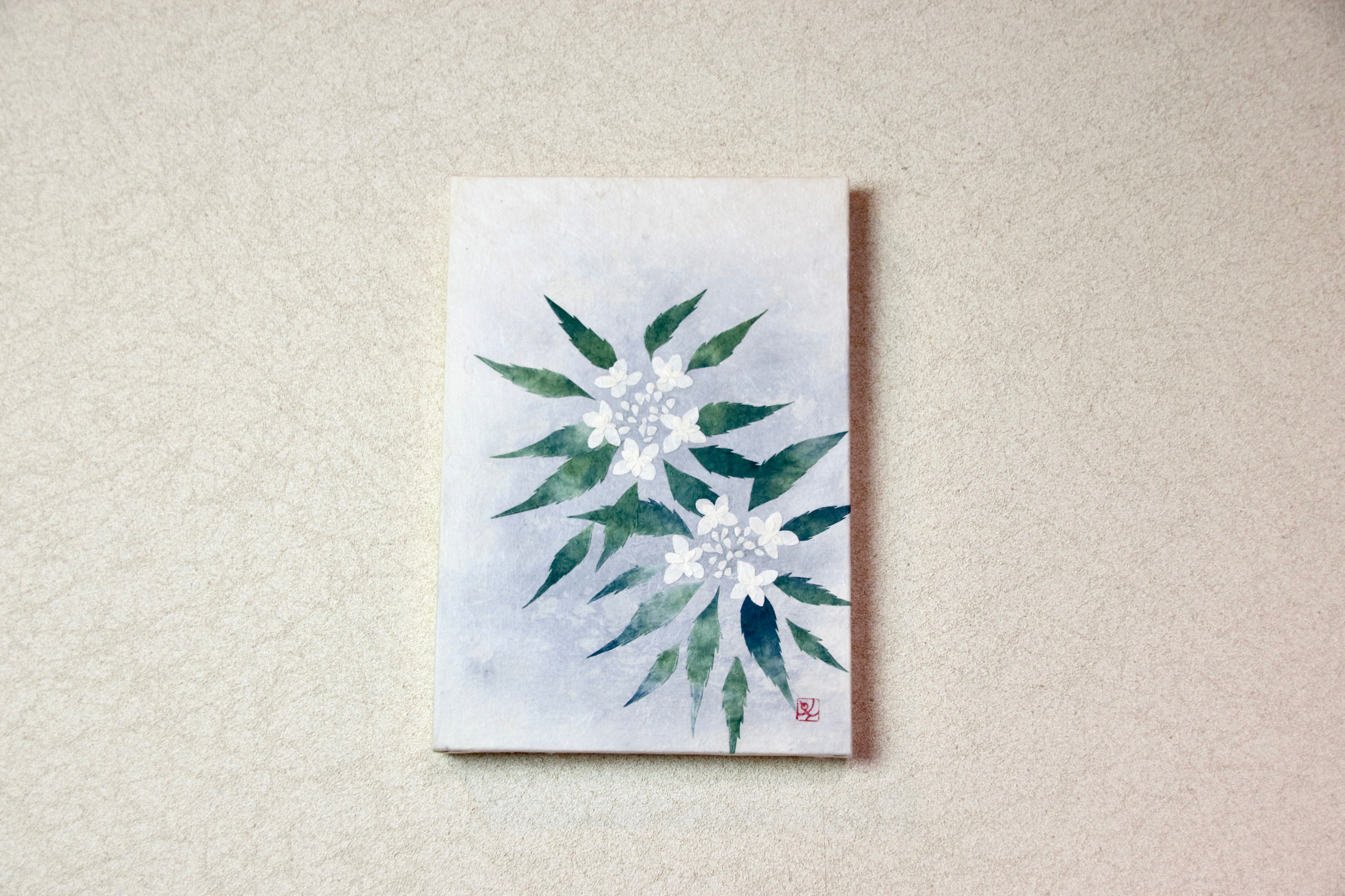 和紙貼り絵原画 山紫陽花 サムホールサイズ Iichi ハンドメイド クラフト作品 手仕事品の通販
