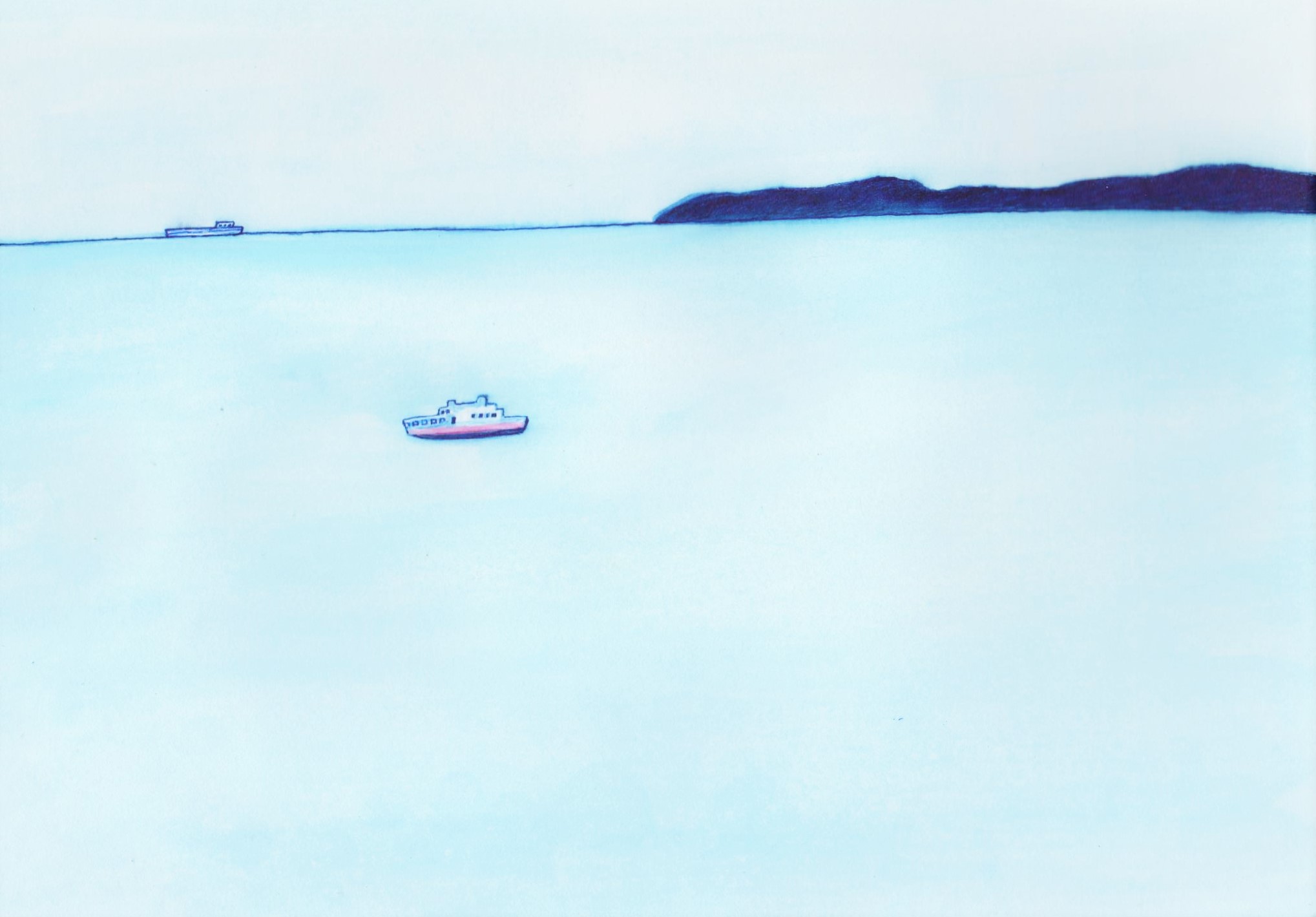 穏やかな海 イラスト原画 額縁入り Iichi ハンドメイド クラフト