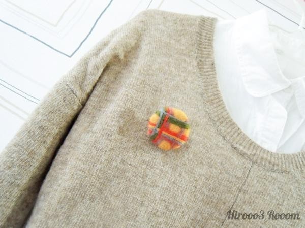 再販 羊毛フェルトのチェック柄ブローチ Iichi ハンドメイド クラフト作品 手仕事品の通販