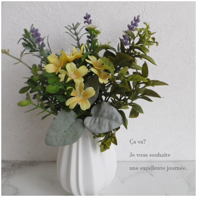 ナチュラルな野の花ブーケとプリーツの花入れのset Iichi ハンドメイド クラフト作品 手仕事品の通販