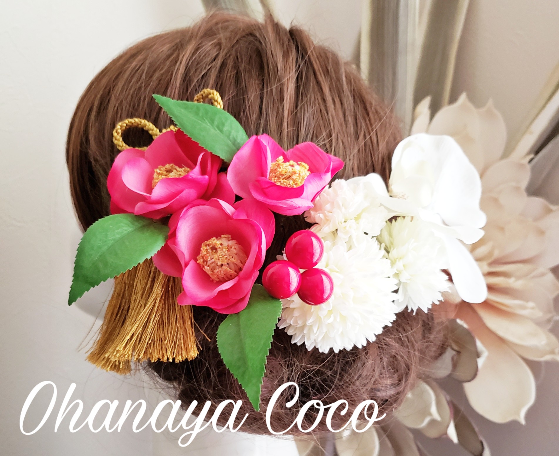 Hirahira蝶舞う 胡蝶蘭とピンク椿の髪飾り9点set No748 成人式 Iichi ハンドメイド クラフト作品 手仕事品の通販