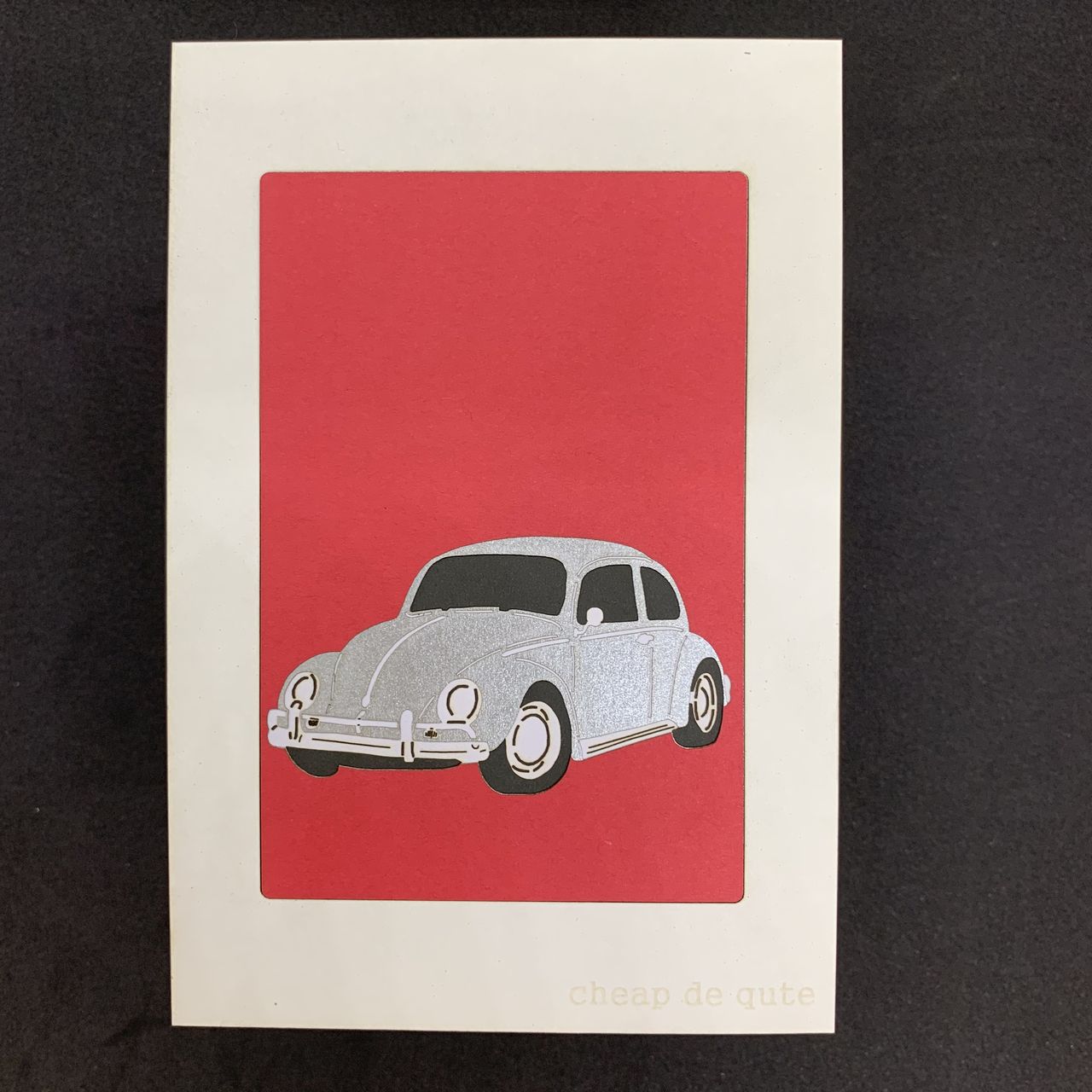 切り絵イラスト ポストカード仕立て フォルクスワーゲン ビートル Iichi ハンドメイド クラフト作品 手仕事品の通販