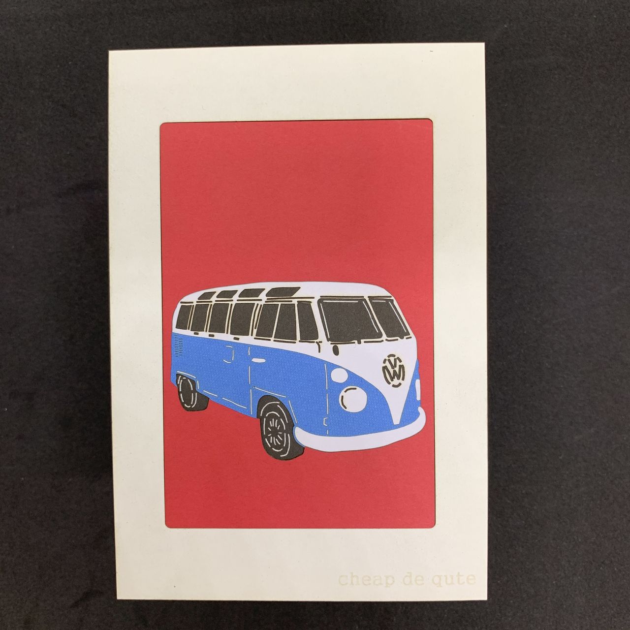 切り絵イラスト ポストカード仕立て フォルクスワーゲン Bus Iichi ハンドメイド クラフト作品 手仕事品の通販
