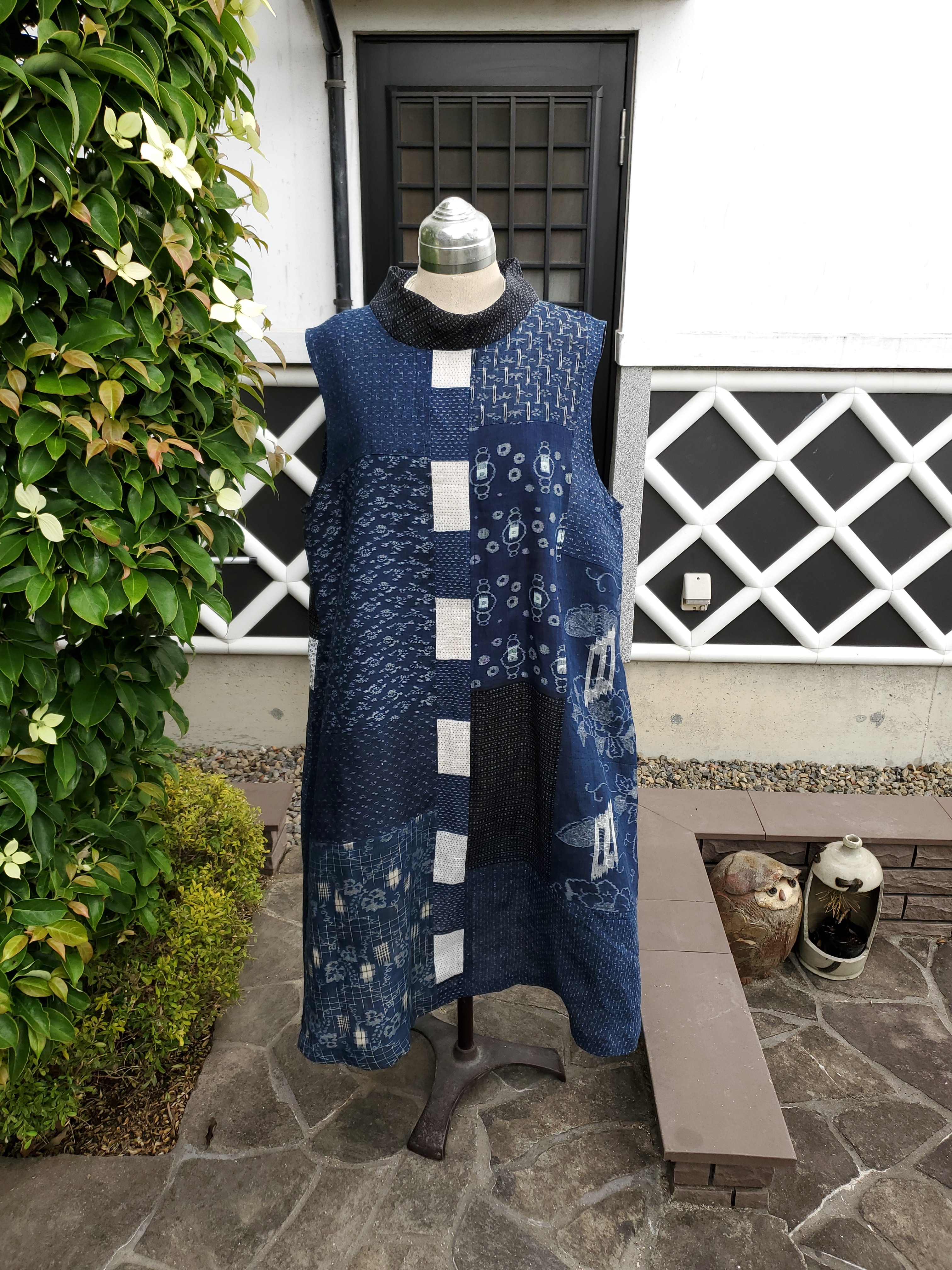 着物リメイク 手作り いろいろな麻 パッチ 袖無しワンピース Iichi ハンドメイド クラフト作品 手仕事品の通販