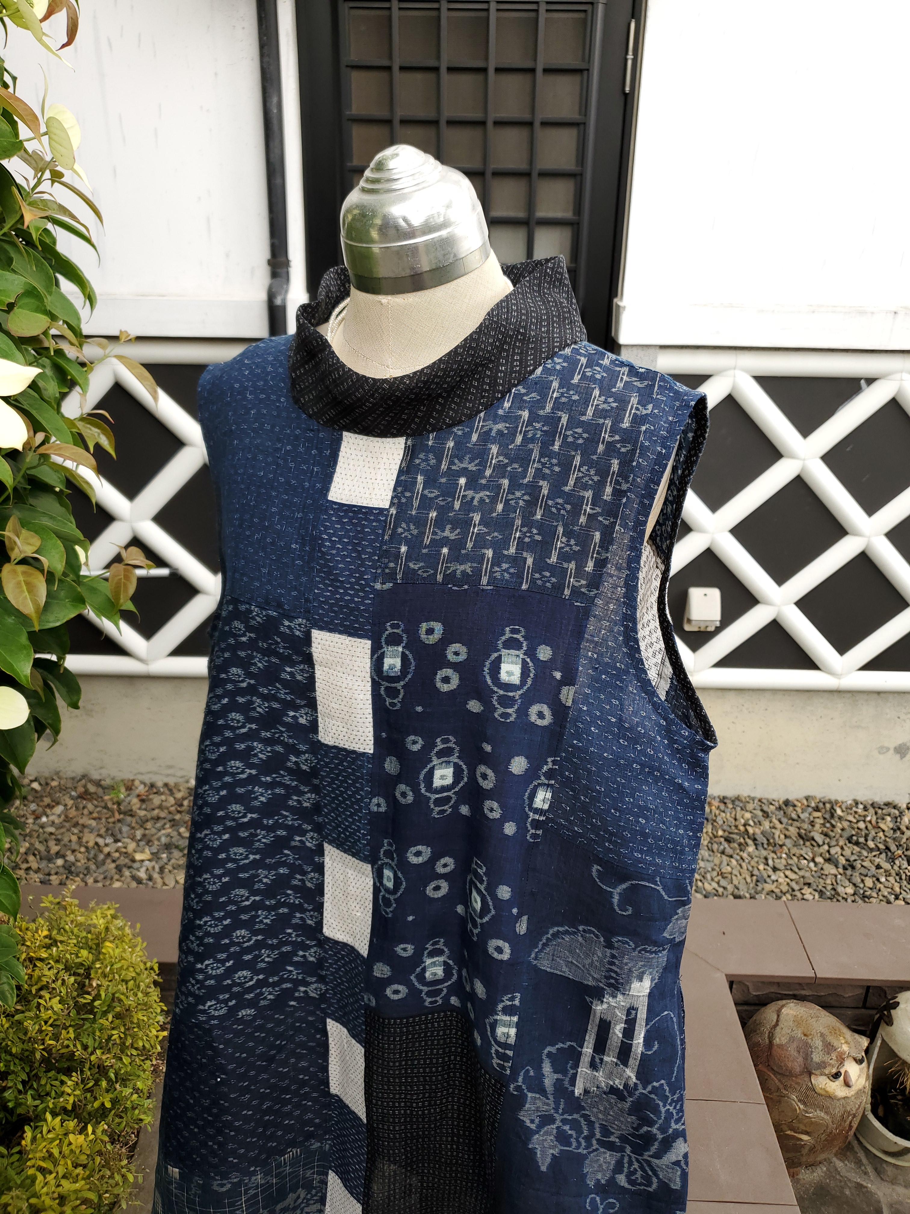 着物リメイク 手作り いろいろな麻 パッチ 袖無しワンピース Iichi ハンドメイド クラフト作品 手仕事品の通販