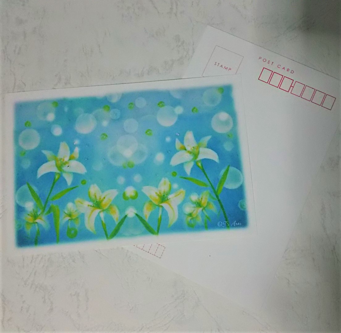 百合の花 絵葉書2枚セット パステルアート ポストカード Iichi ハンドメイド クラフト作品 手仕事品の通販