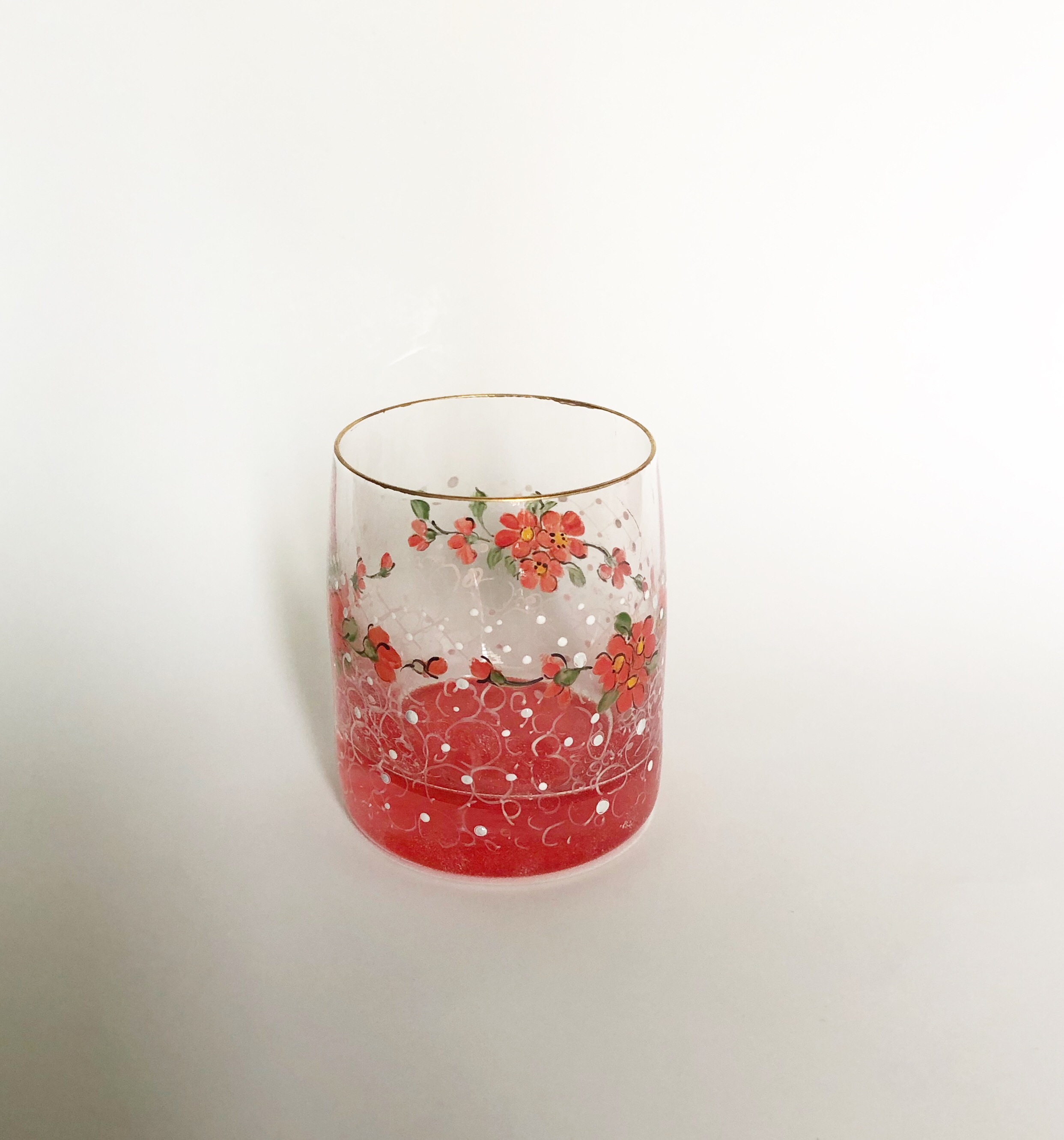 小花と丸いドットのミニグラスr Iichi ハンドメイド クラフト作品 手仕事品の通販