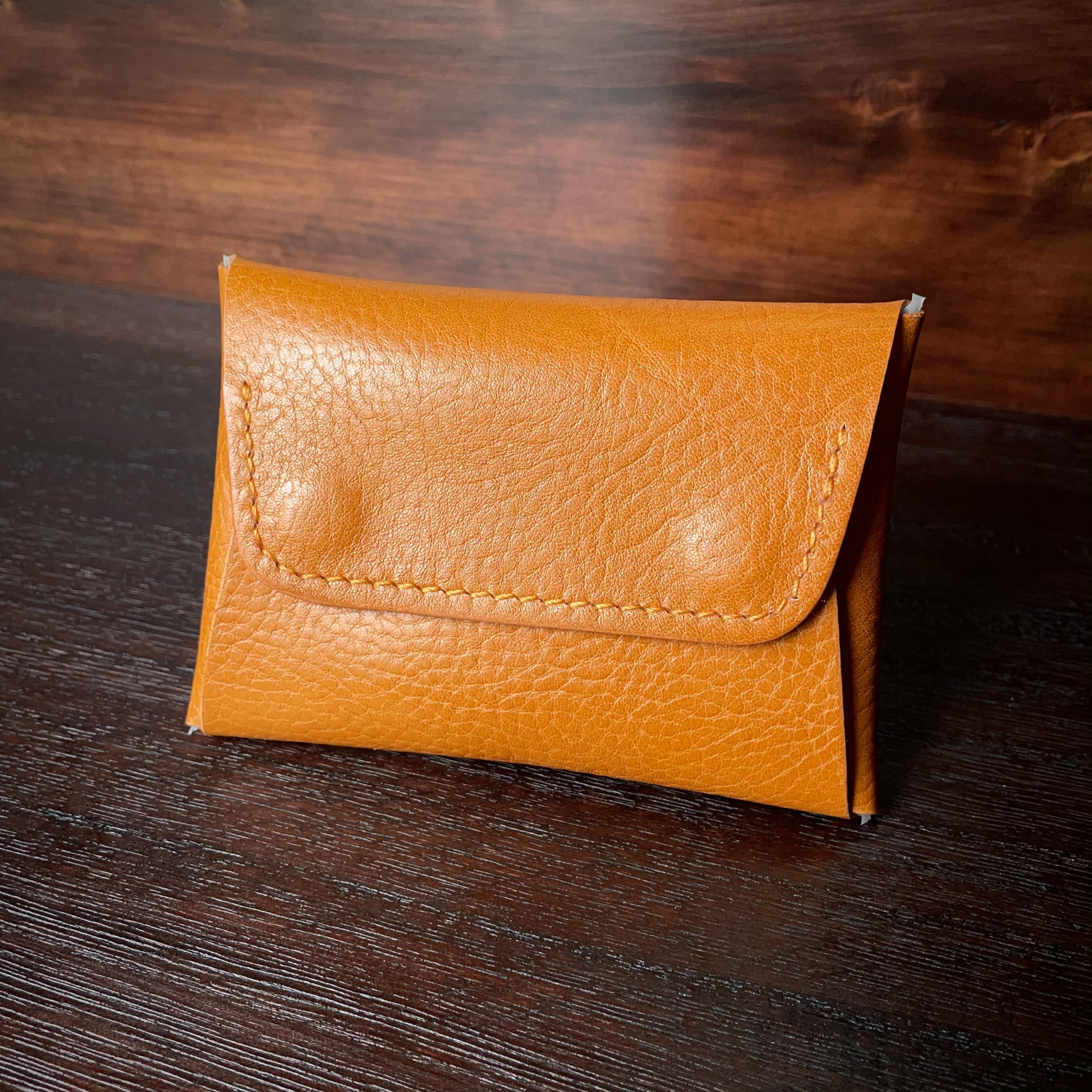 レザーポケットティッシュケース オレンジ Iichi ハンドメイド クラフト作品 手仕事品の通販