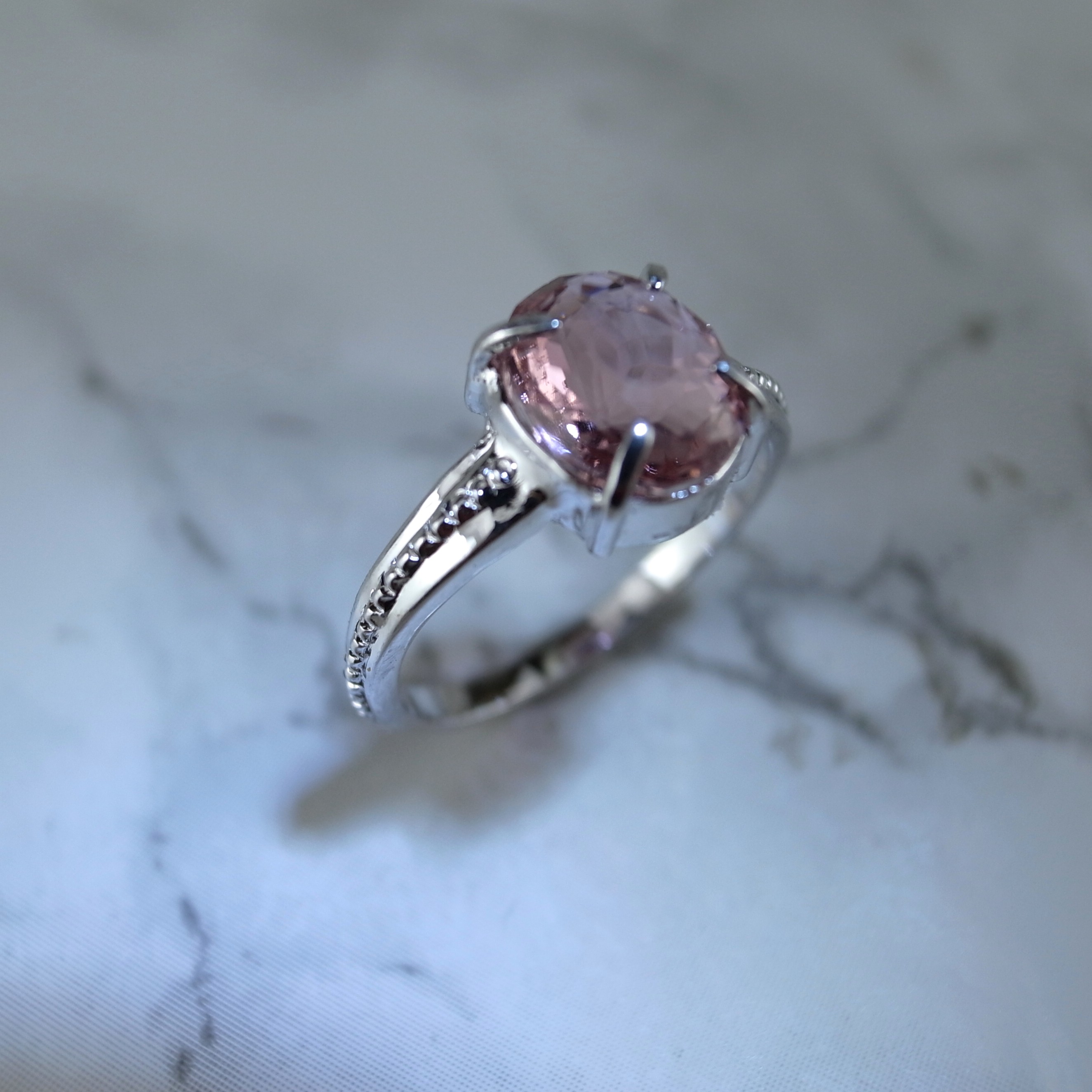 天然ピンクトルマリンリング スターリングシルバー Sv925 Iichi ハンドメイド クラフト作品 手仕事品の通販