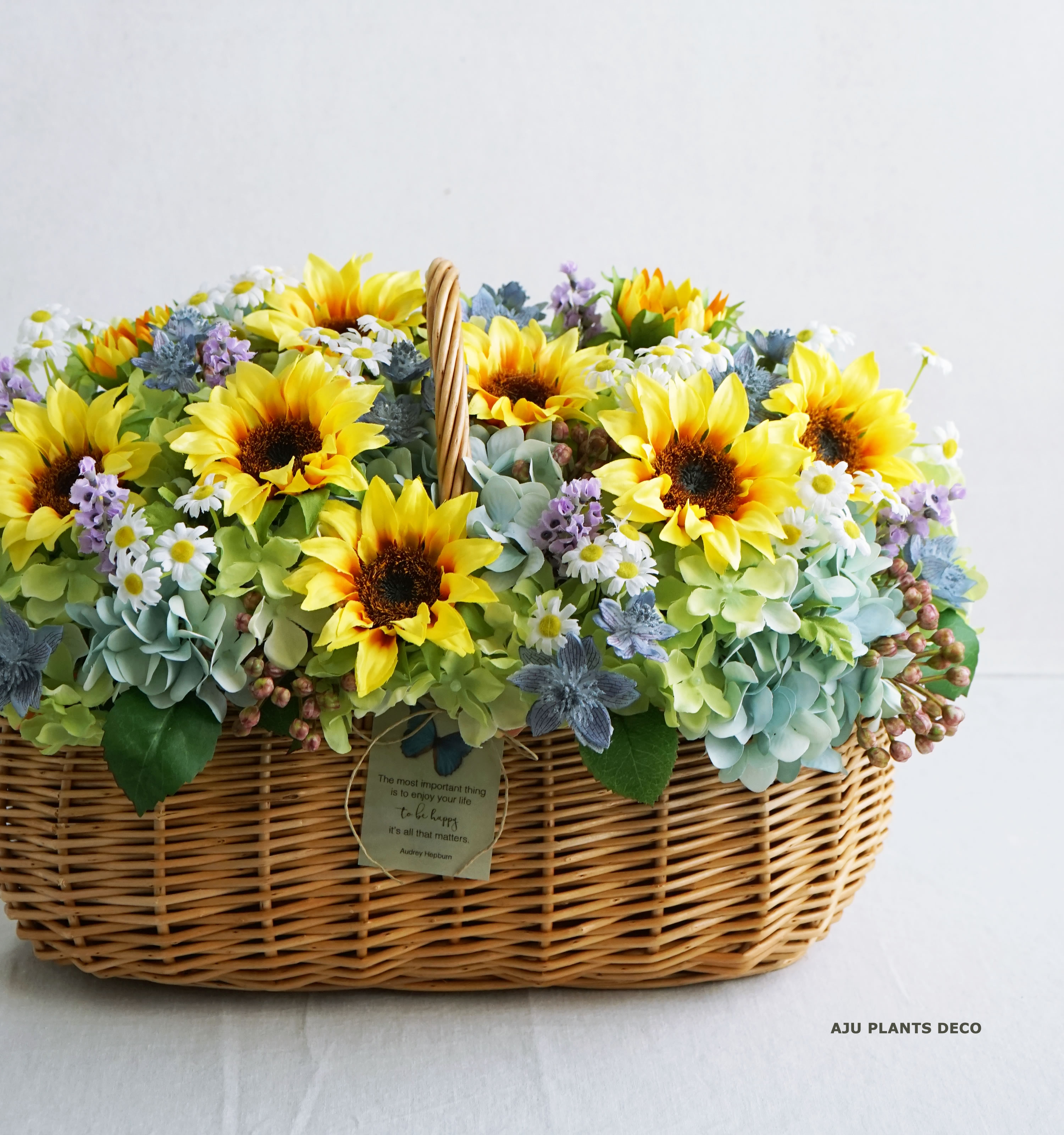 バスケットアレンジ もりもりヒマワリ 造花 Iichi ハンドメイド クラフト作品 手仕事品の通販