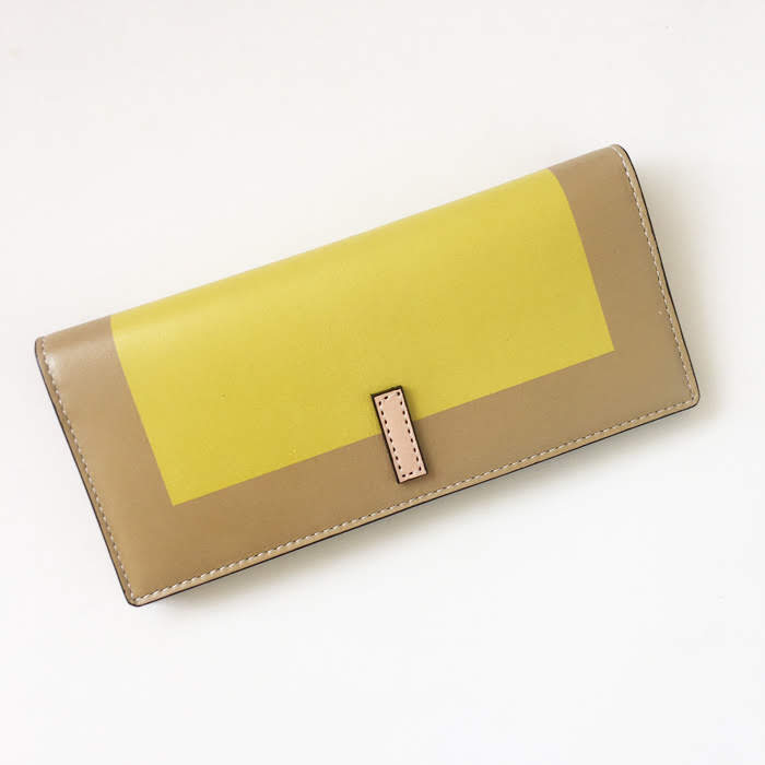大人バイカラー 牛革の薄い長財布 イエロー Iichi ハンドメイド クラフト作品 手仕事品の通販