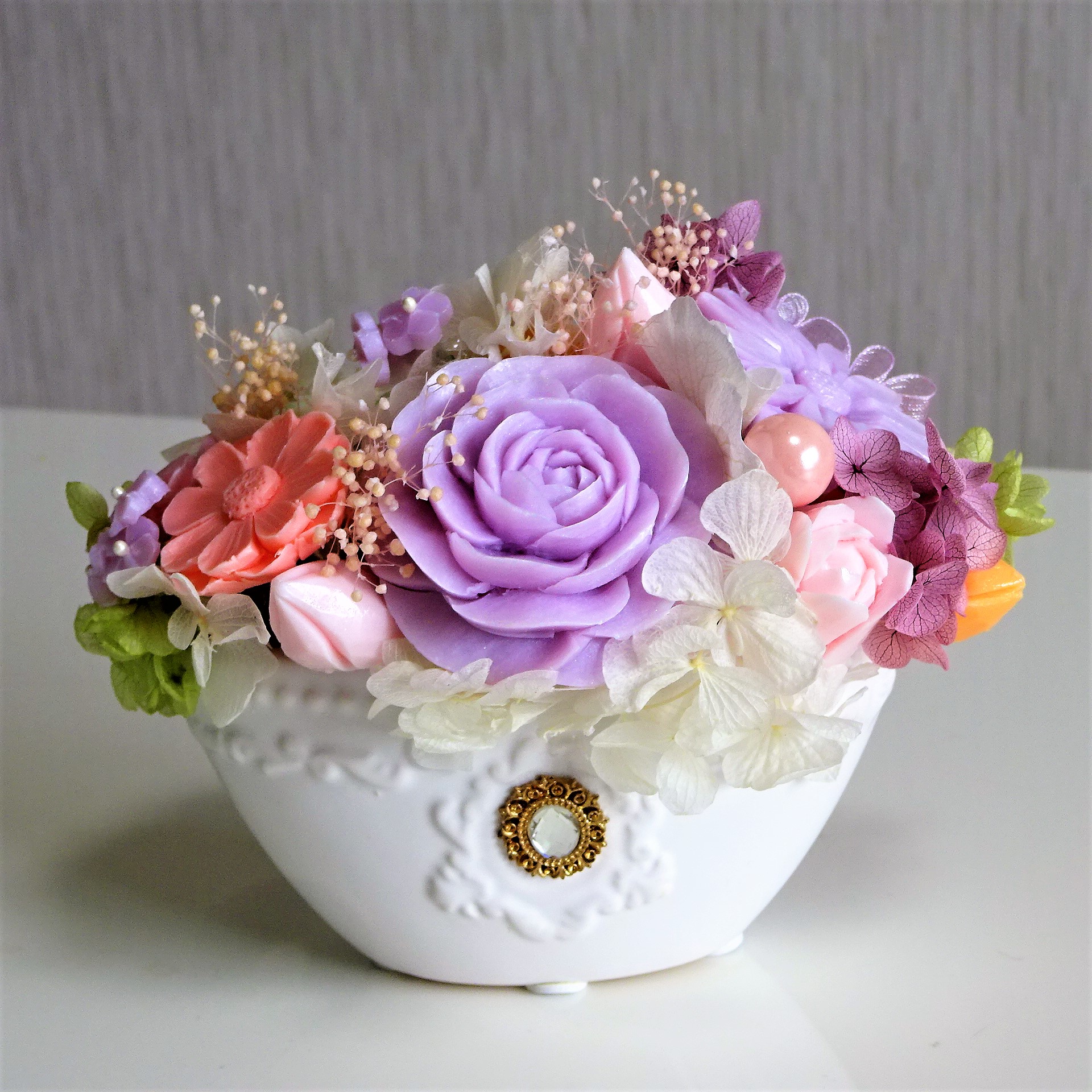 敬老の日 石鹸彫刻 香る花のアレンジメント Iichi ハンドメイド クラフト作品 手仕事品の通販