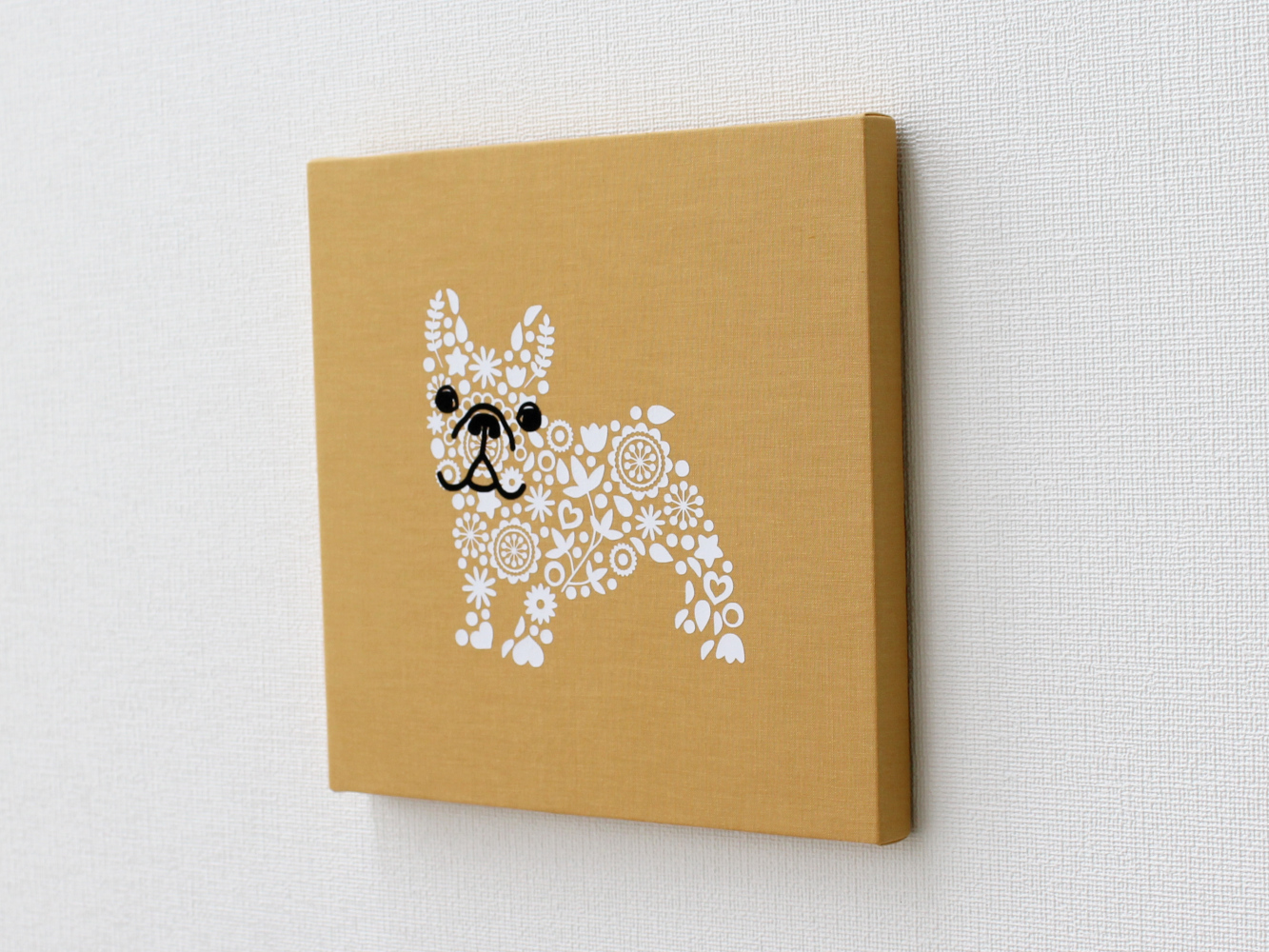 フレンチブルドッグのファブリックパネル M 725 からし 白 Iichi ハンドメイド クラフト作品 手仕事品の通販