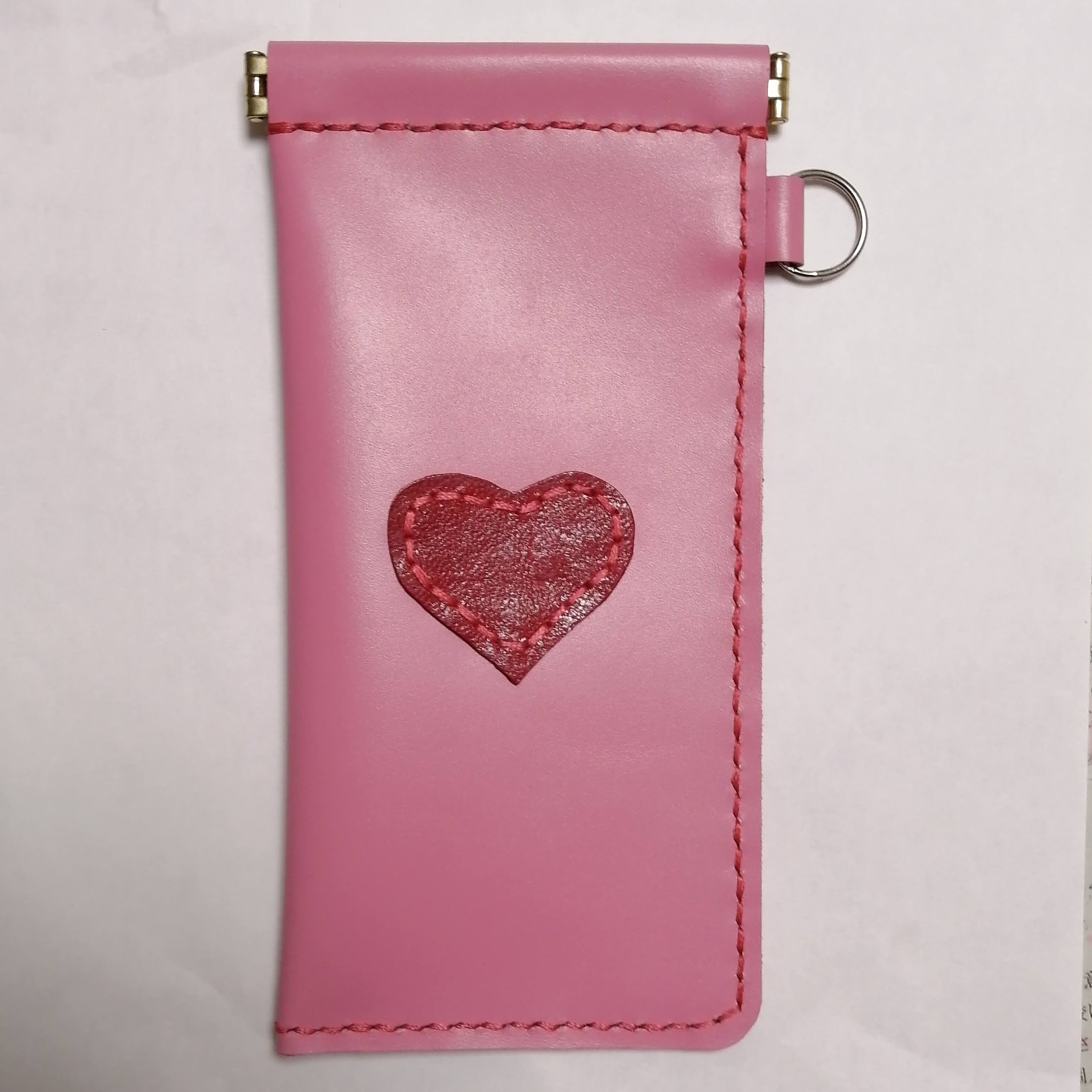 本革 ピンク レザー バネ口 メガネケース ペンケース ハンドメイド Iichi ハンドメイド クラフト作品 手仕事品の通販