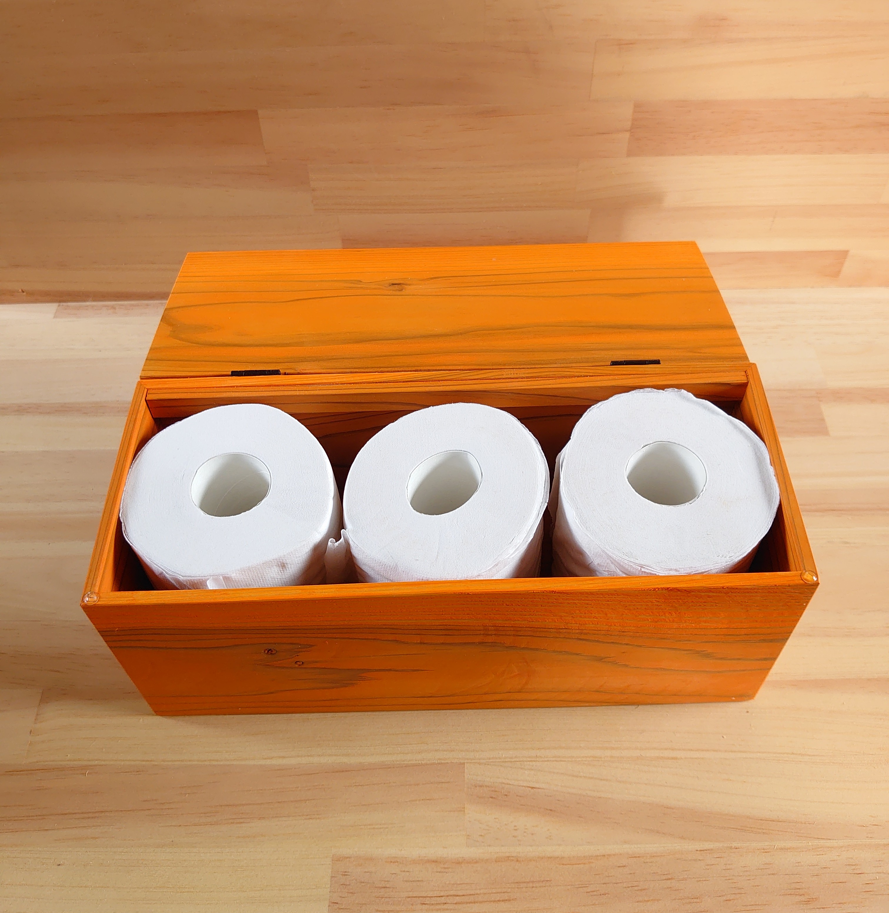 かぼちゃ色のトイレットペーパー収納箱 木製 Iichi ハンドメイド クラフト作品 手仕事品の通販
