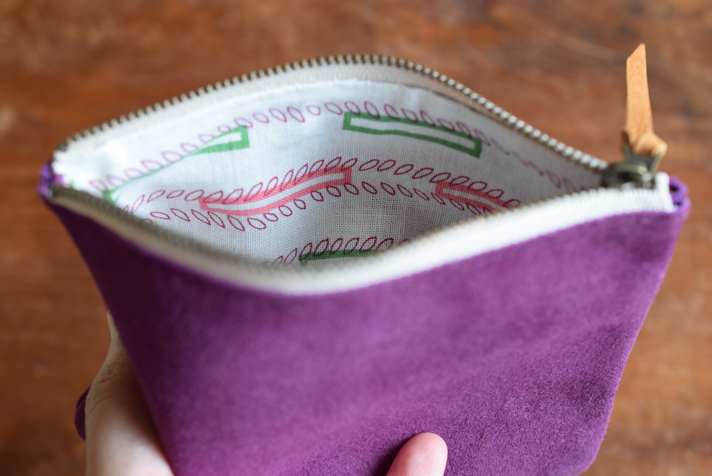 中がかわいい柄ポーチm 紫 Iichi ハンドメイド クラフト作品 手仕事品の通販