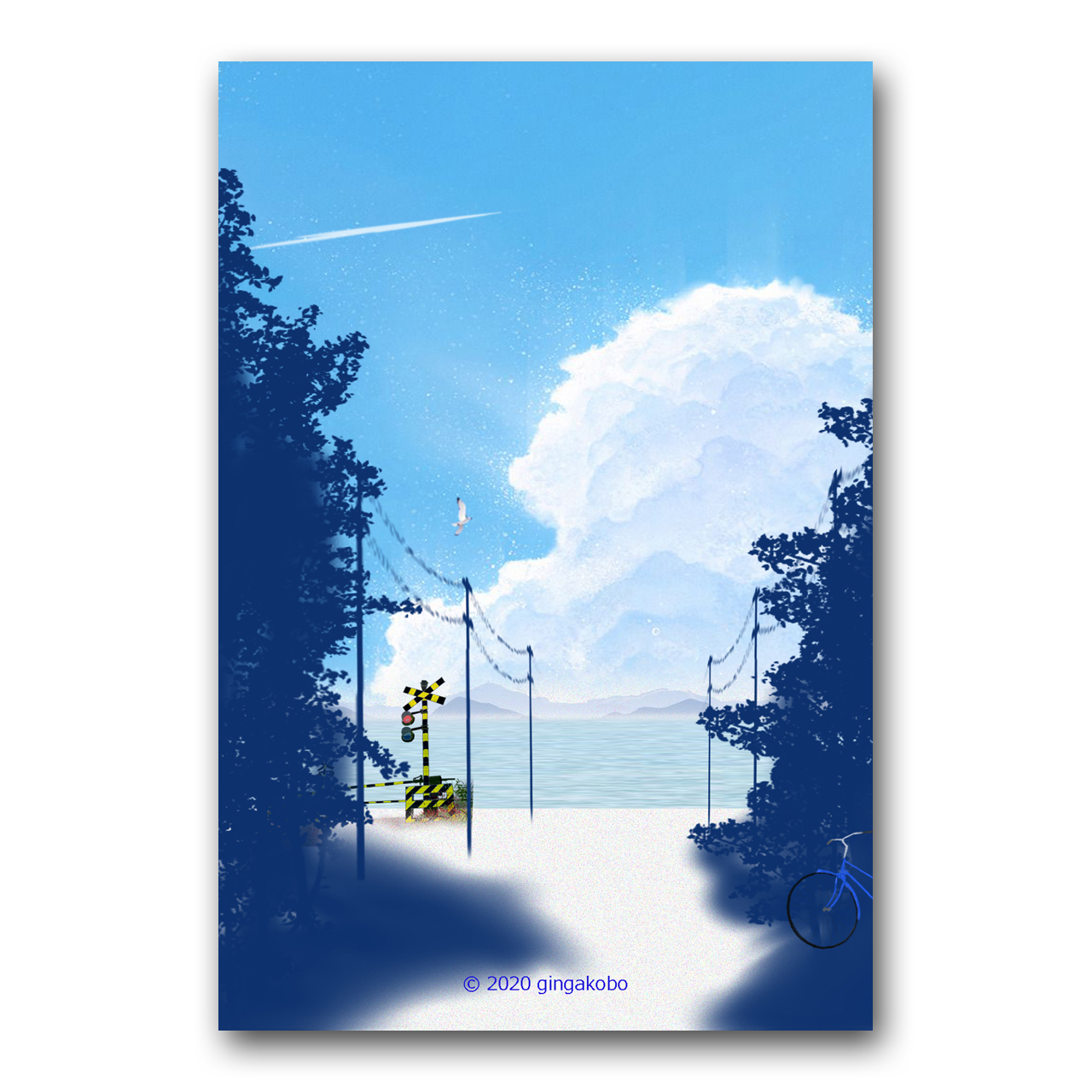 あの日 君と見た海岸通り ほっこり癒しのイラストポストカード2枚組 No 1109 Iichi ハンドメイド クラフト作品 手仕事品の通販