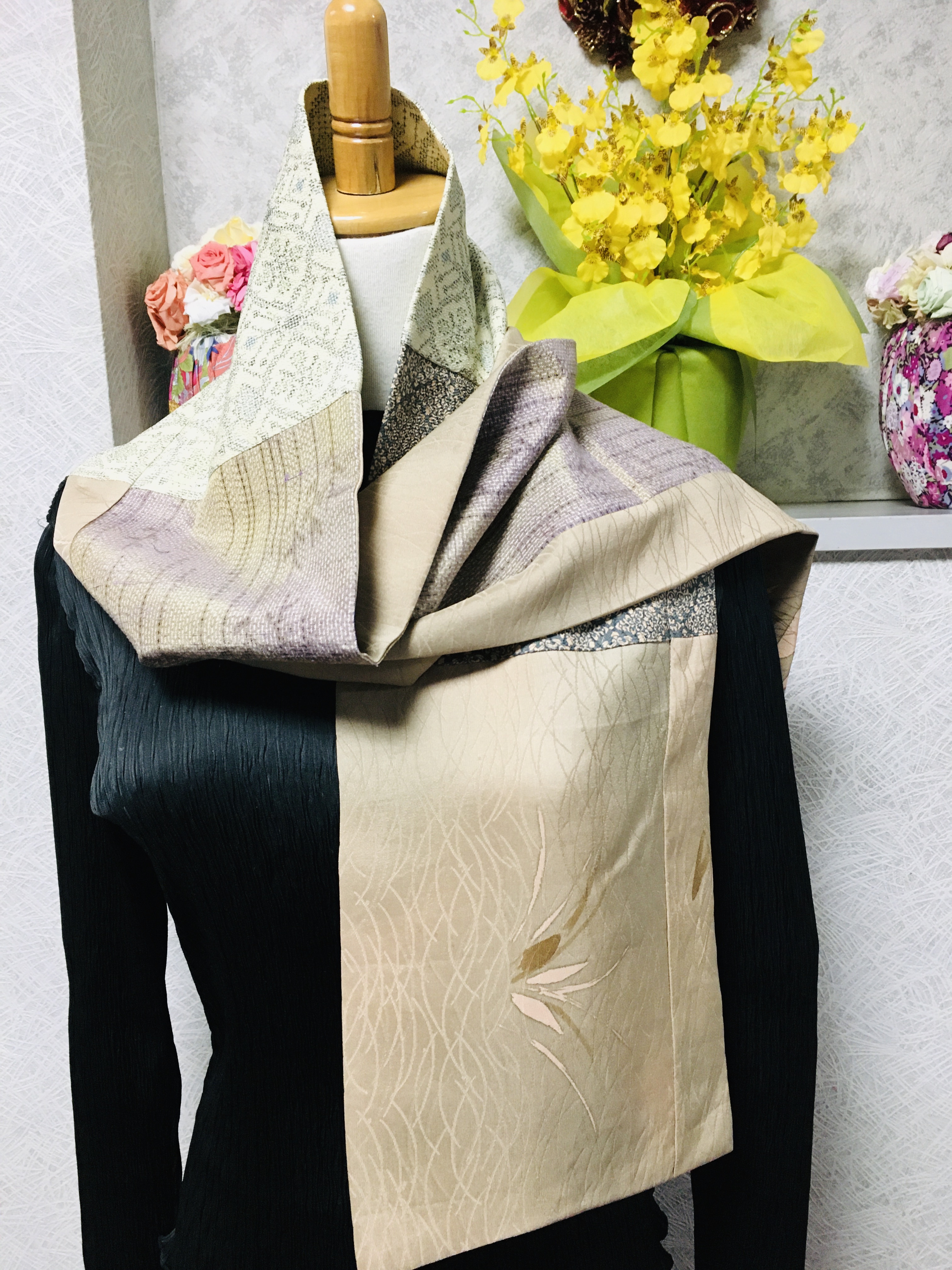 84 和布パッチワークおしゃれストール Iichi ハンドメイド クラフト作品 手仕事品の通販