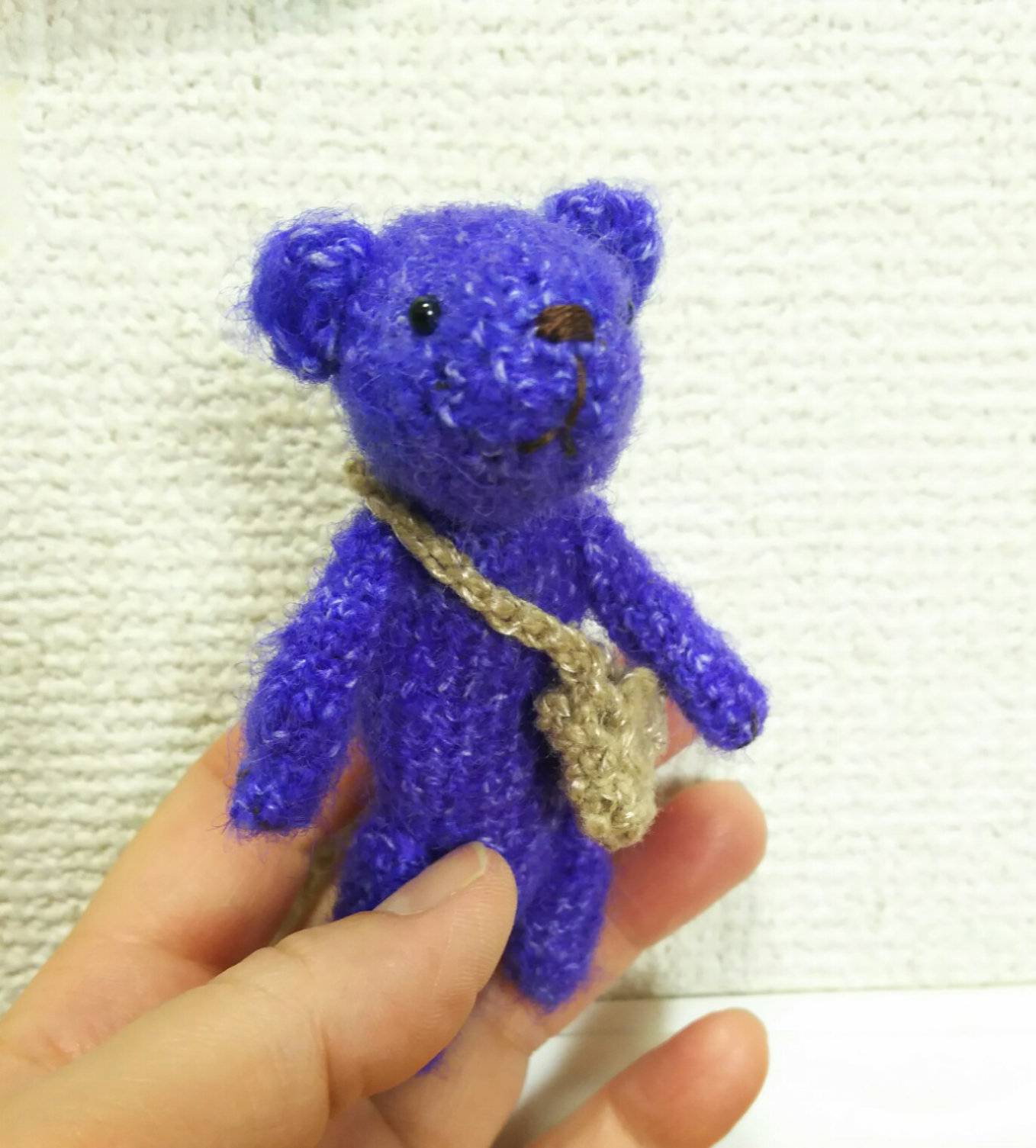 紫色の編みぐるみクマさん Iichi ハンドメイド クラフト作品 手仕事品の通販