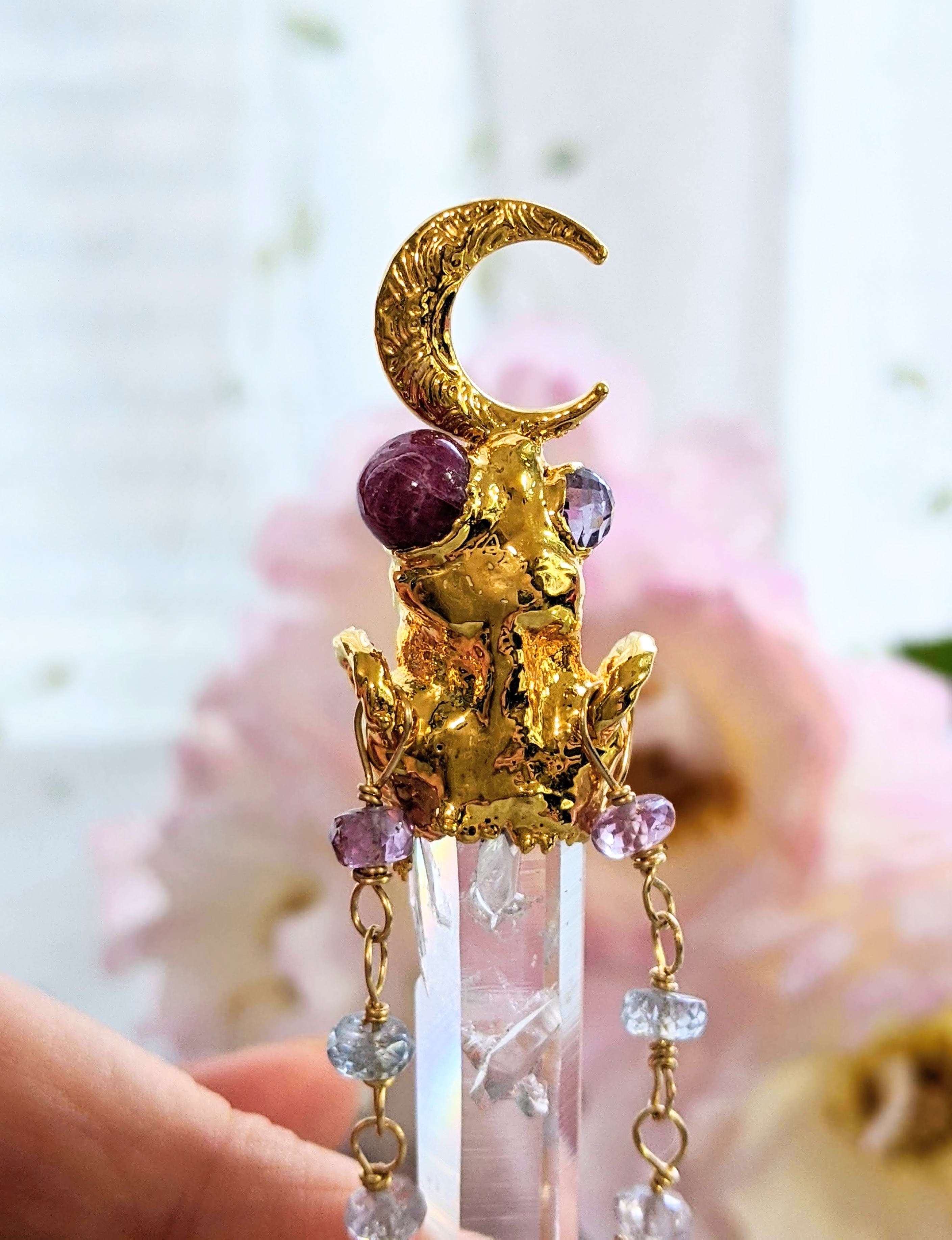 水晶ポイント 月の女神アルテミスのネックレス Iichi ハンドメイド クラフト作品 手仕事品の通販
