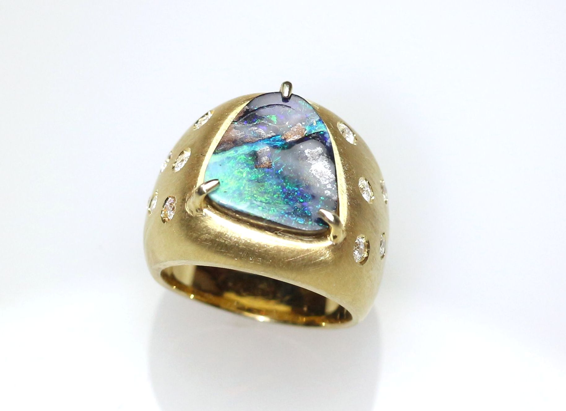 K18YG ボルダーオパールリング 3.43ct | iichi ハンドメイド・クラフト K18YG ボルダーオパールリング 3.43ct | iichi ハンドメイド・クラフト