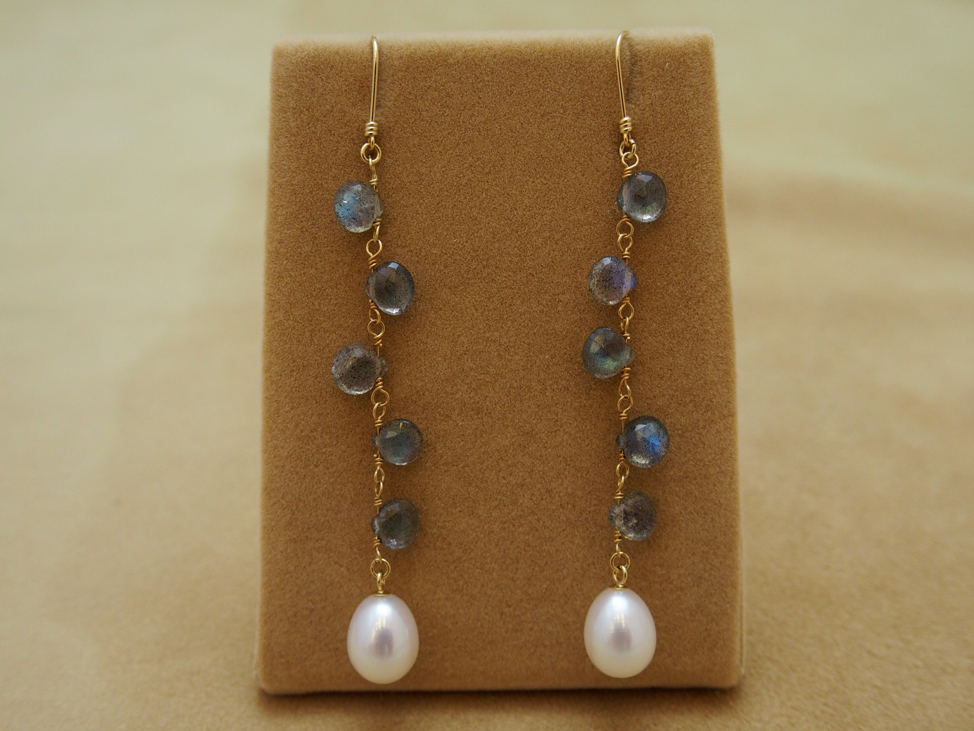 ラブラドライト パール デザインピアス Iichi ハンドメイド クラフト作品 手仕事品の通販