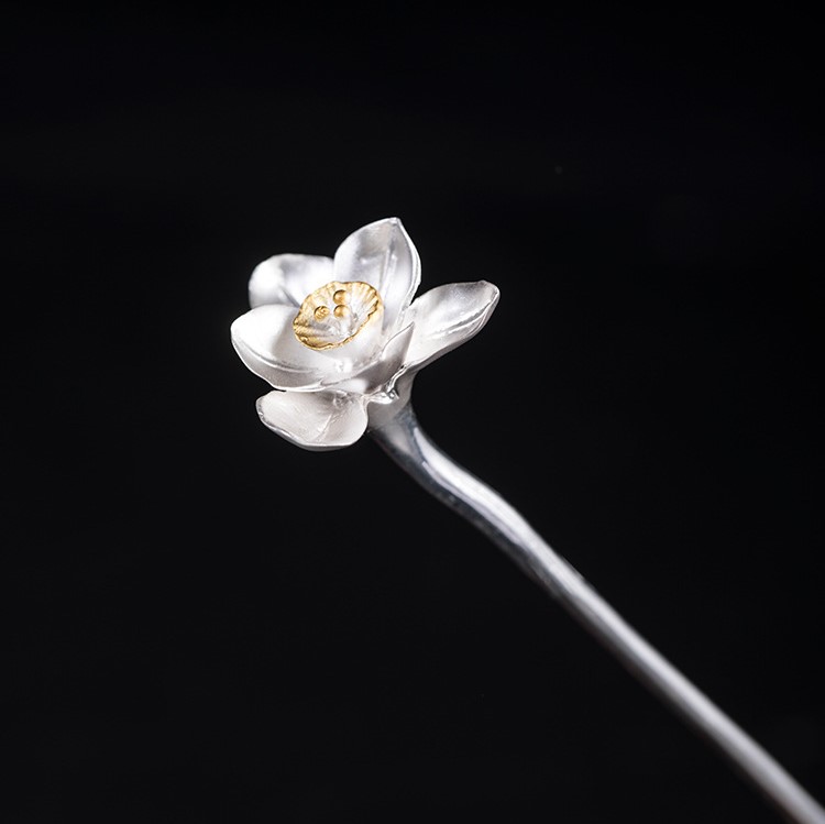 スイセンの花のかんざし 水仙 シルバー K007 Iichi ハンドメイド クラフト作品 手仕事品の通販