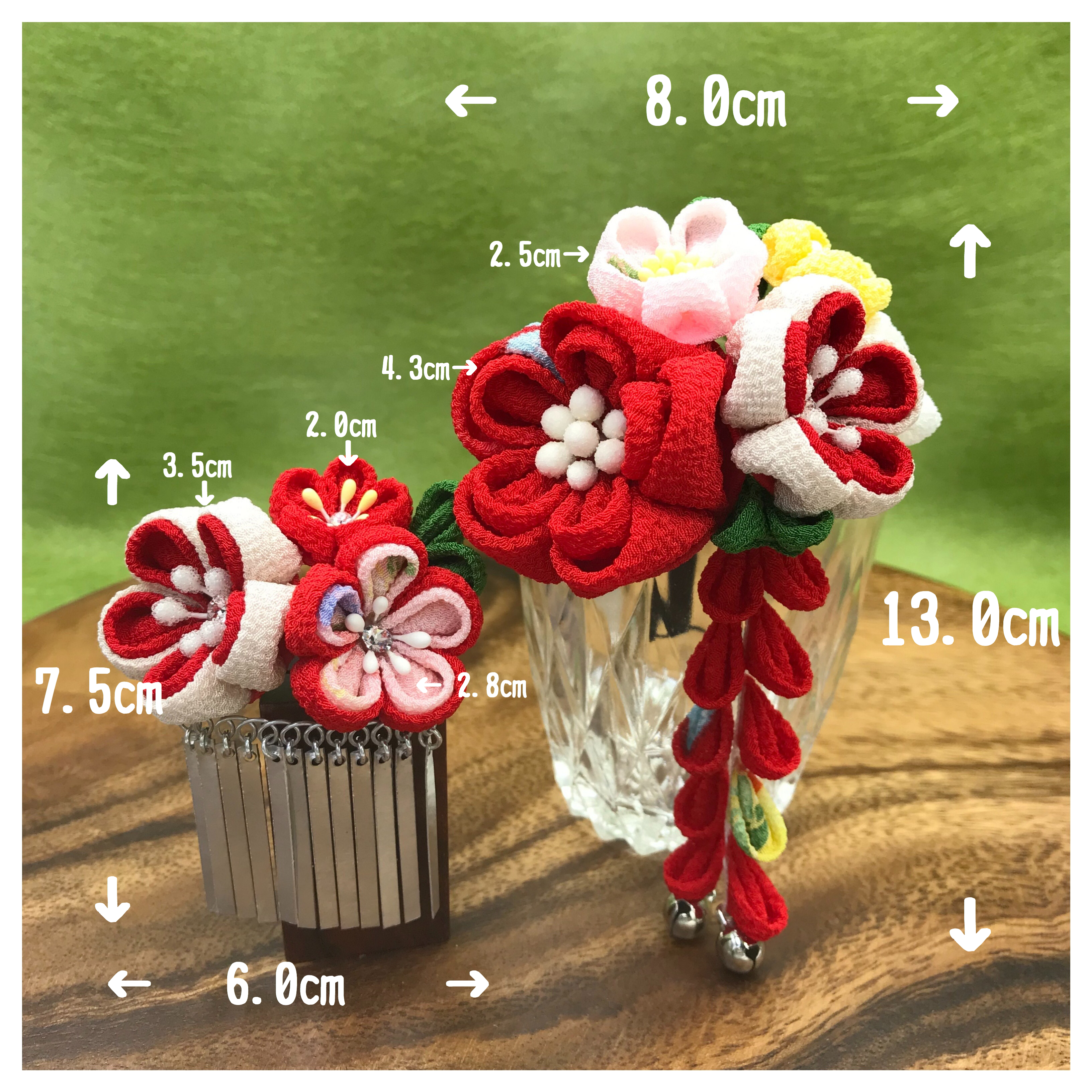 七五三髪飾りセット 大きい髪飾りは金具が選べる Iichi ハンドメイド クラフト作品 手仕事品の通販