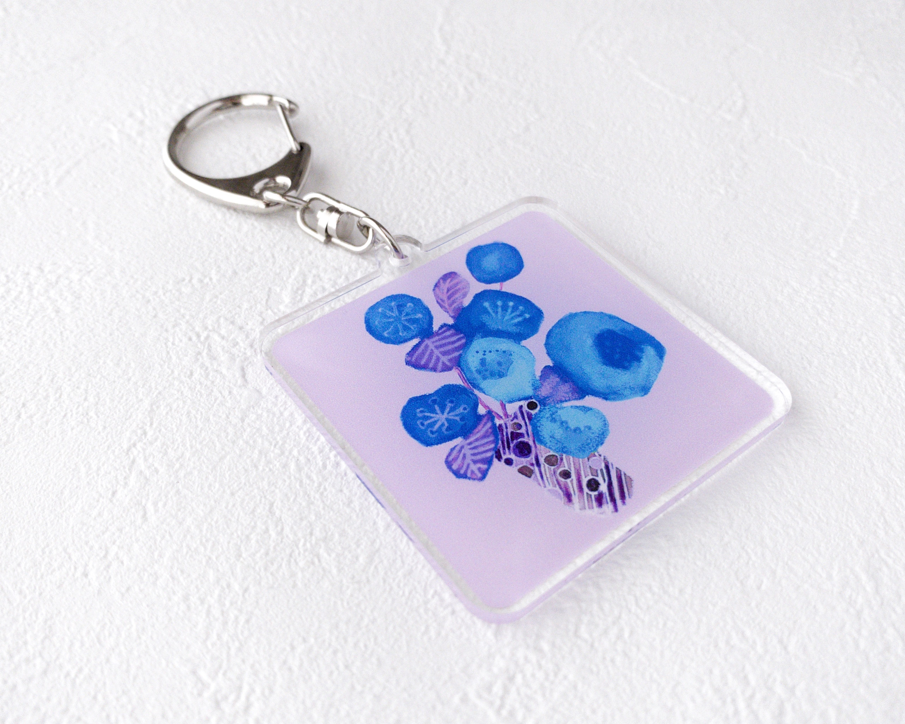 アクリルキーホルダー(紫／花瓶の花) | iichi ハンドメイド・クラフト